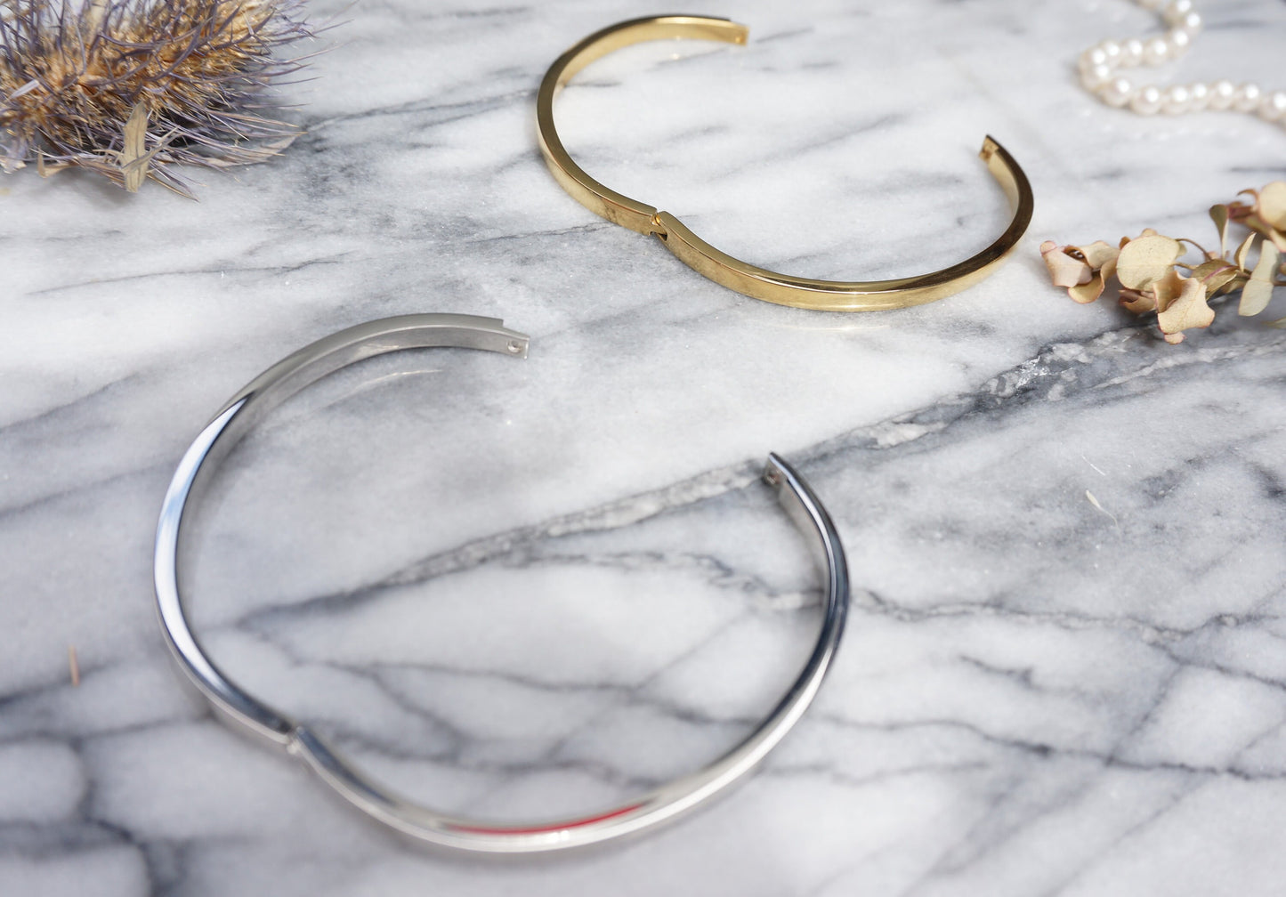 Minimal Silver / Gold Hinge Close Bangle / Bracelet