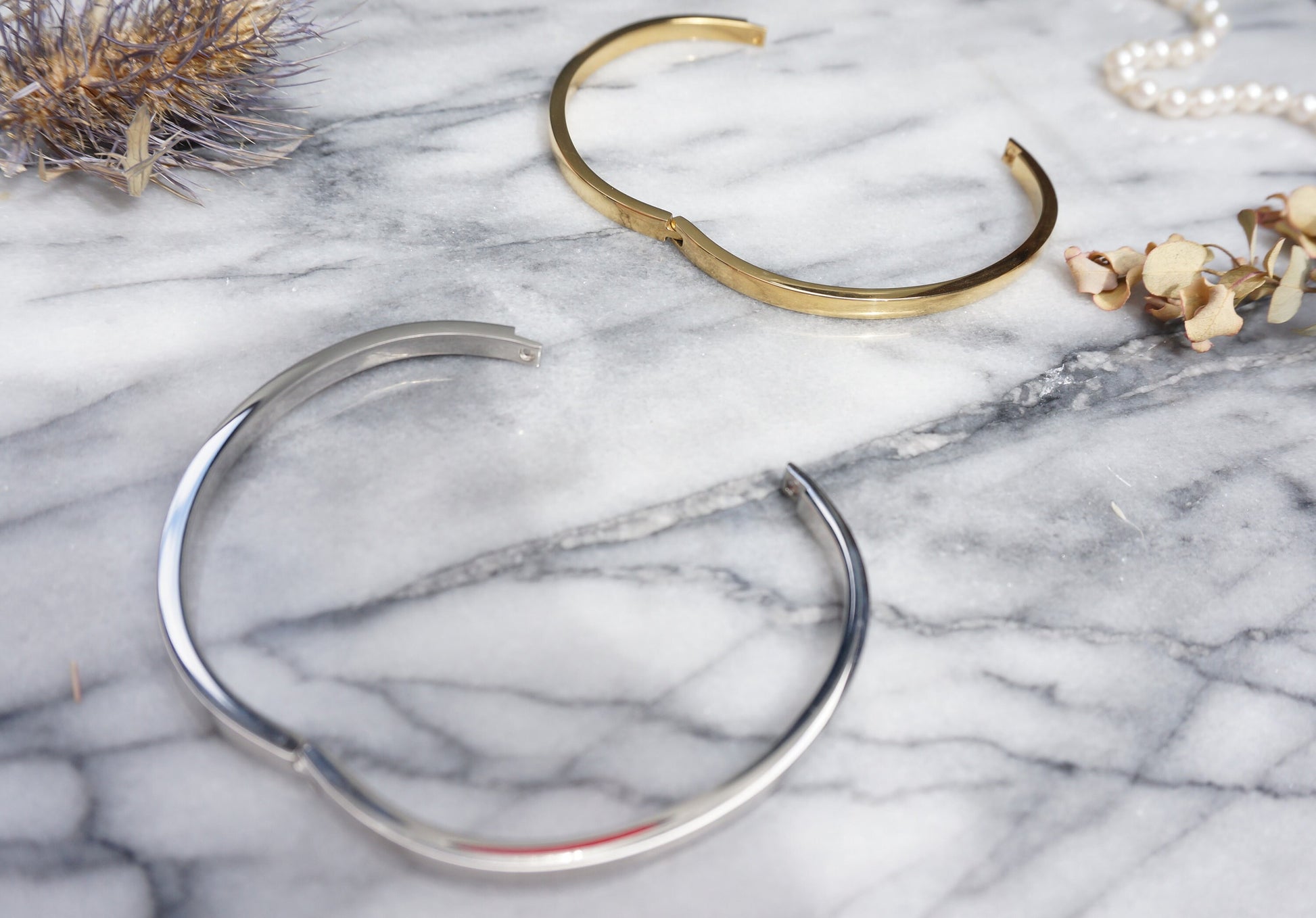 Minimal Silver / Gold Hinge Close Bangle / Bracelet