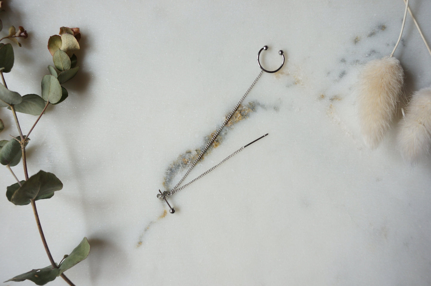 CATENA Silver Ball Stud, Threader and Cuff