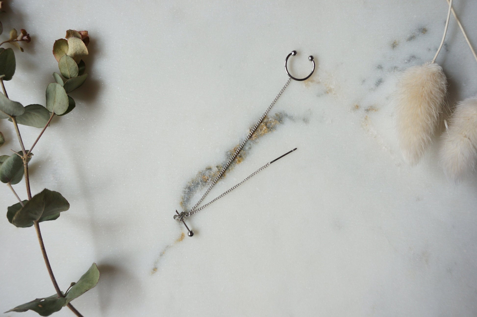 CATENA Silver Ball Stud, Threader and Cuff