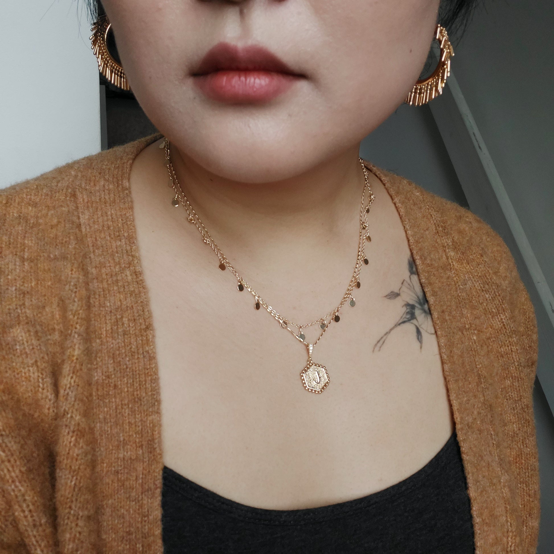 Gold Initial Letter Charm Necklace