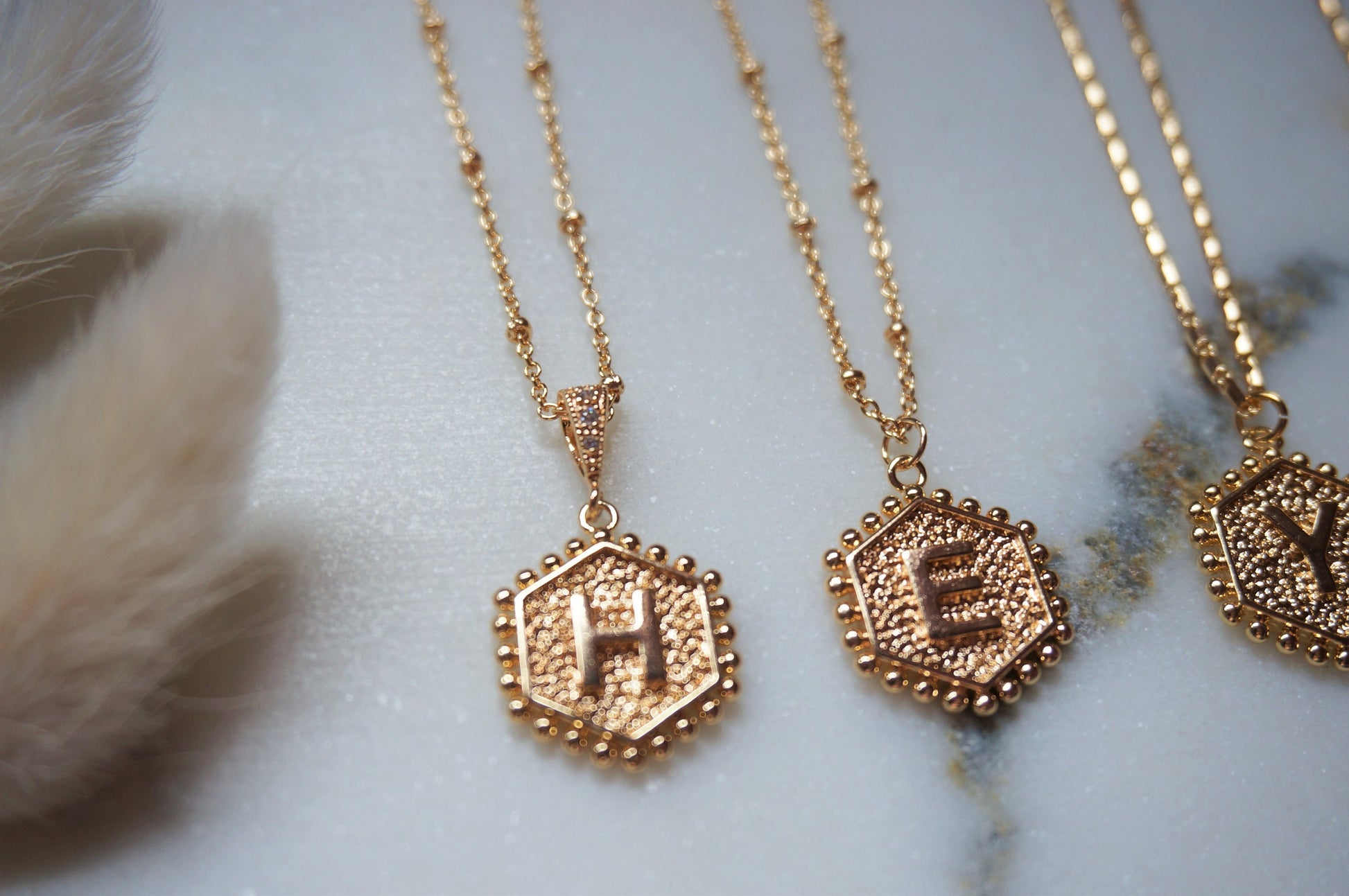 Gold Initial Letter Charm Necklace