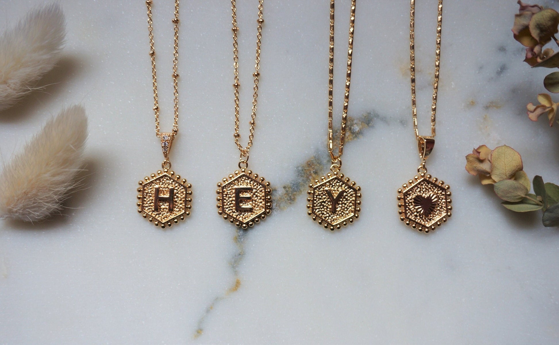 Gold Initial Letter Charm Necklace