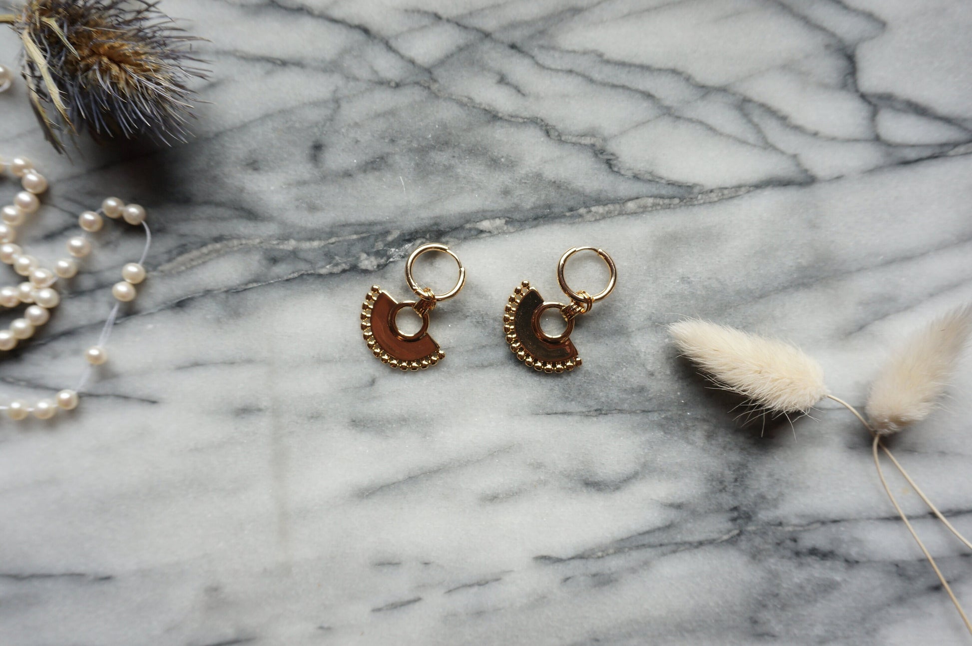 KUSKO Gold Plated Incan Hoop Earrings