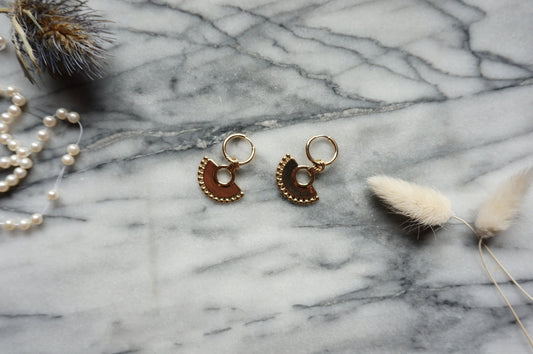 KUSKO Gold Plated Incan Hoop Earrings