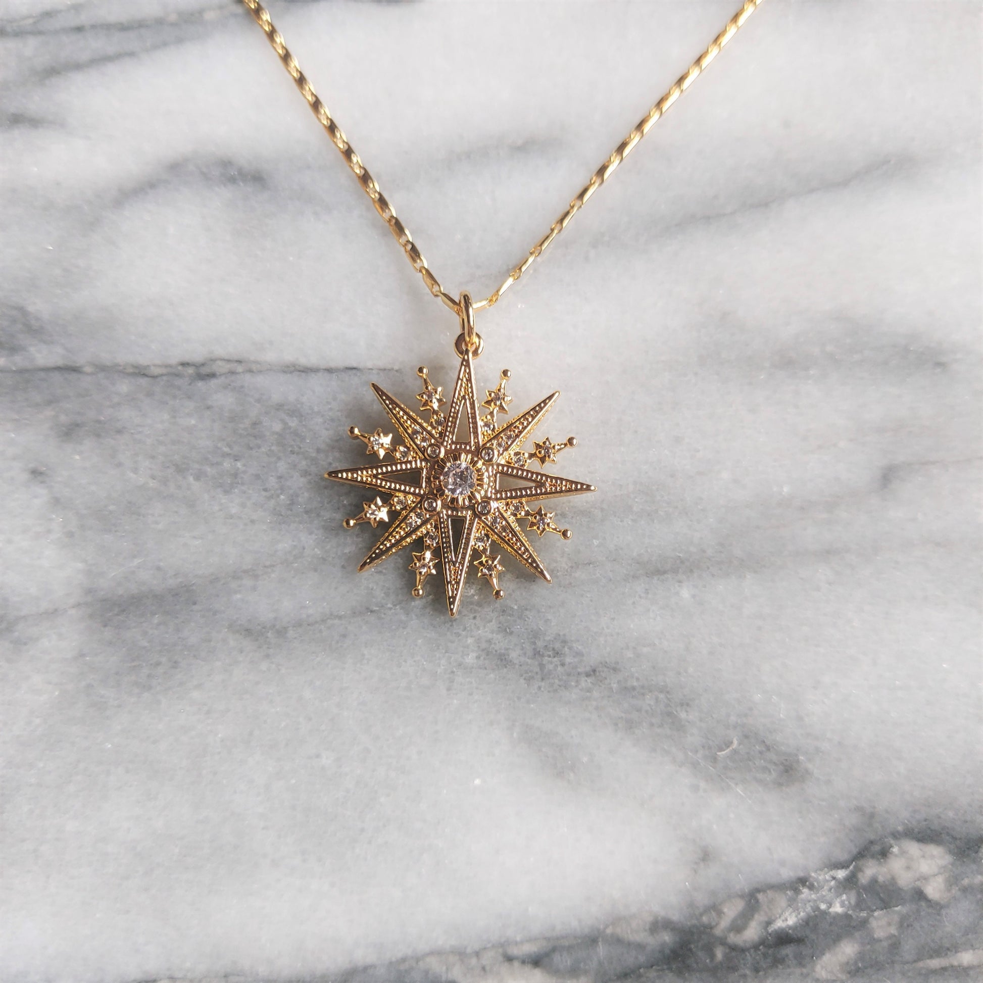 SOLEIL Gold Celestial Star/Sun Necklace