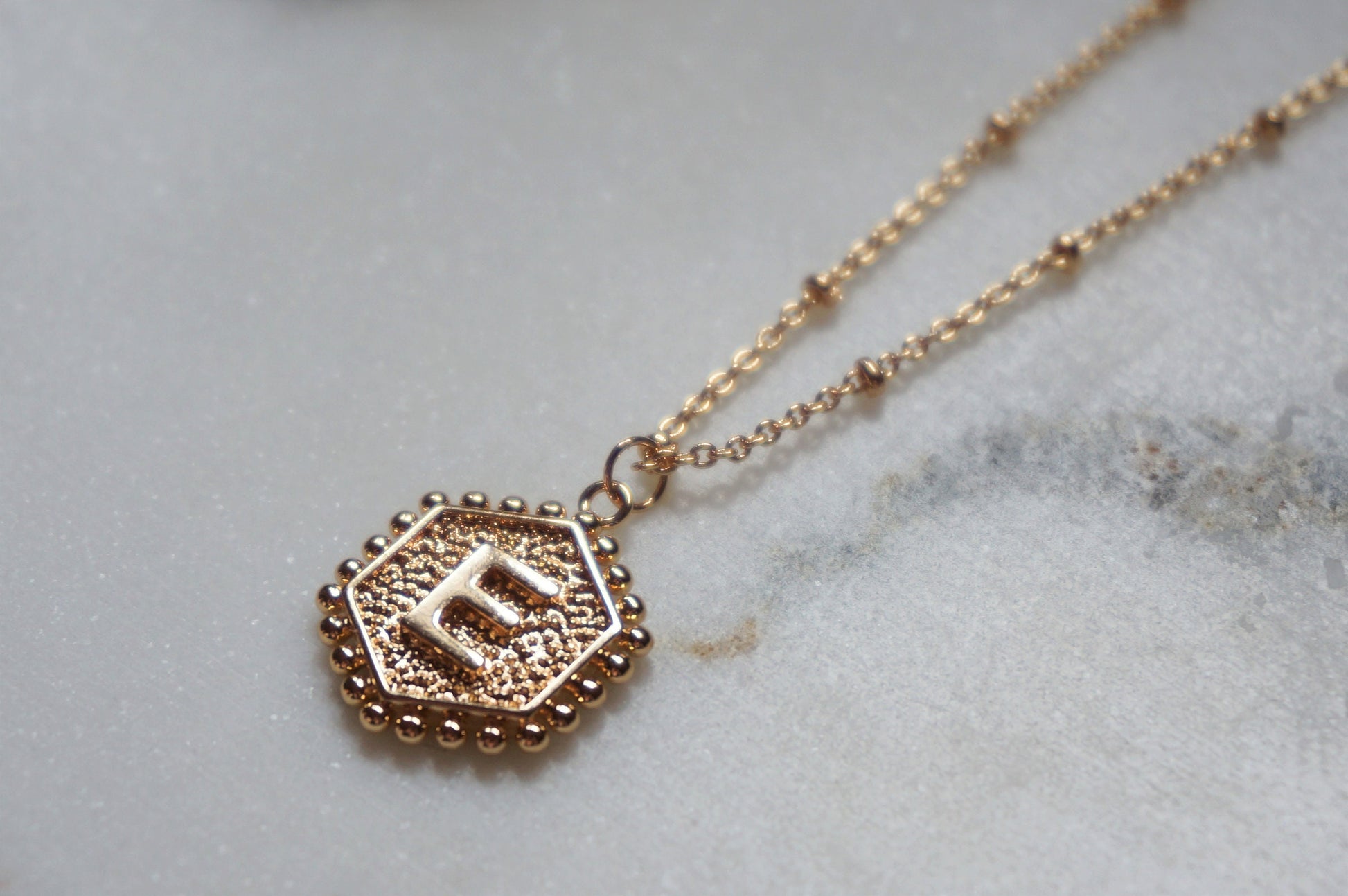 Gold Initial Letter Charm Necklace