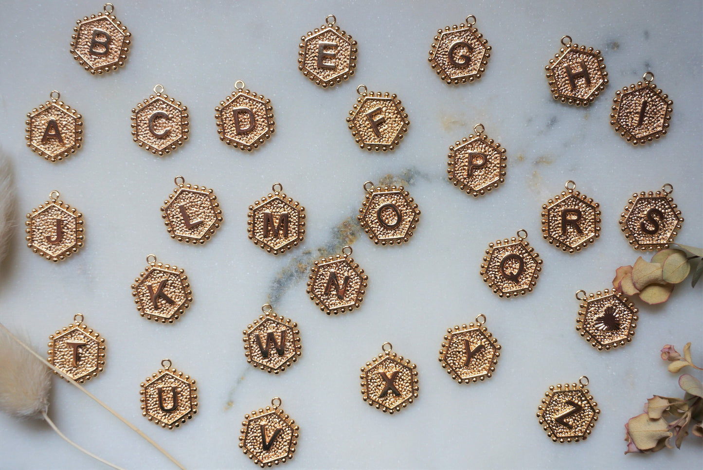 Gold Initial Letter Charm Necklace