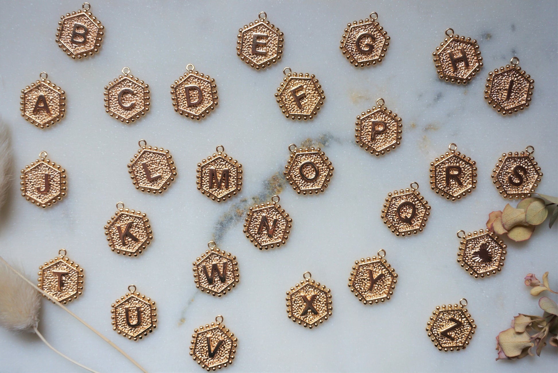 Gold Initial Letter Charm Necklace