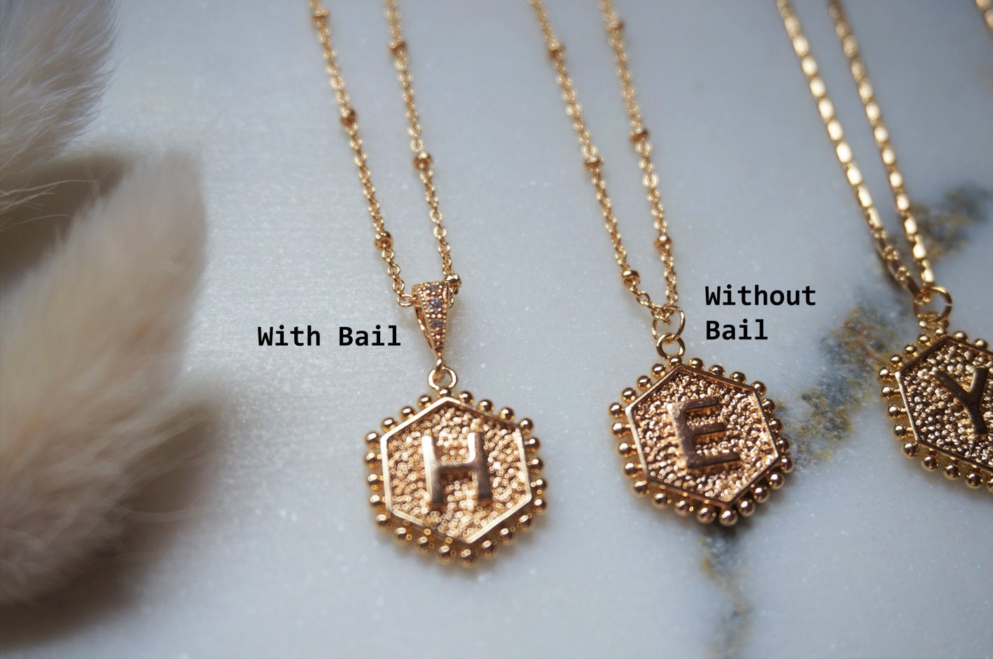 Gold Initial Letter Charm Necklace