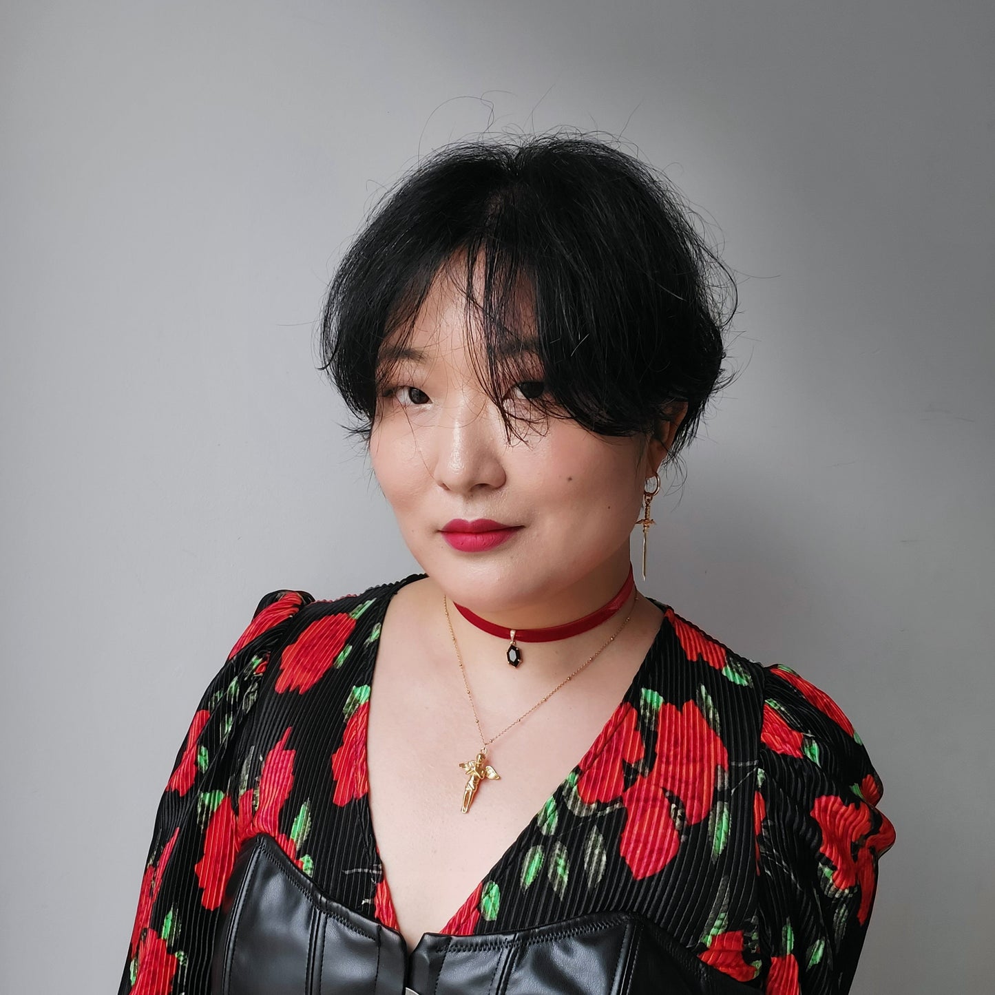 Stretch Velvet Choker with Gem Pendant