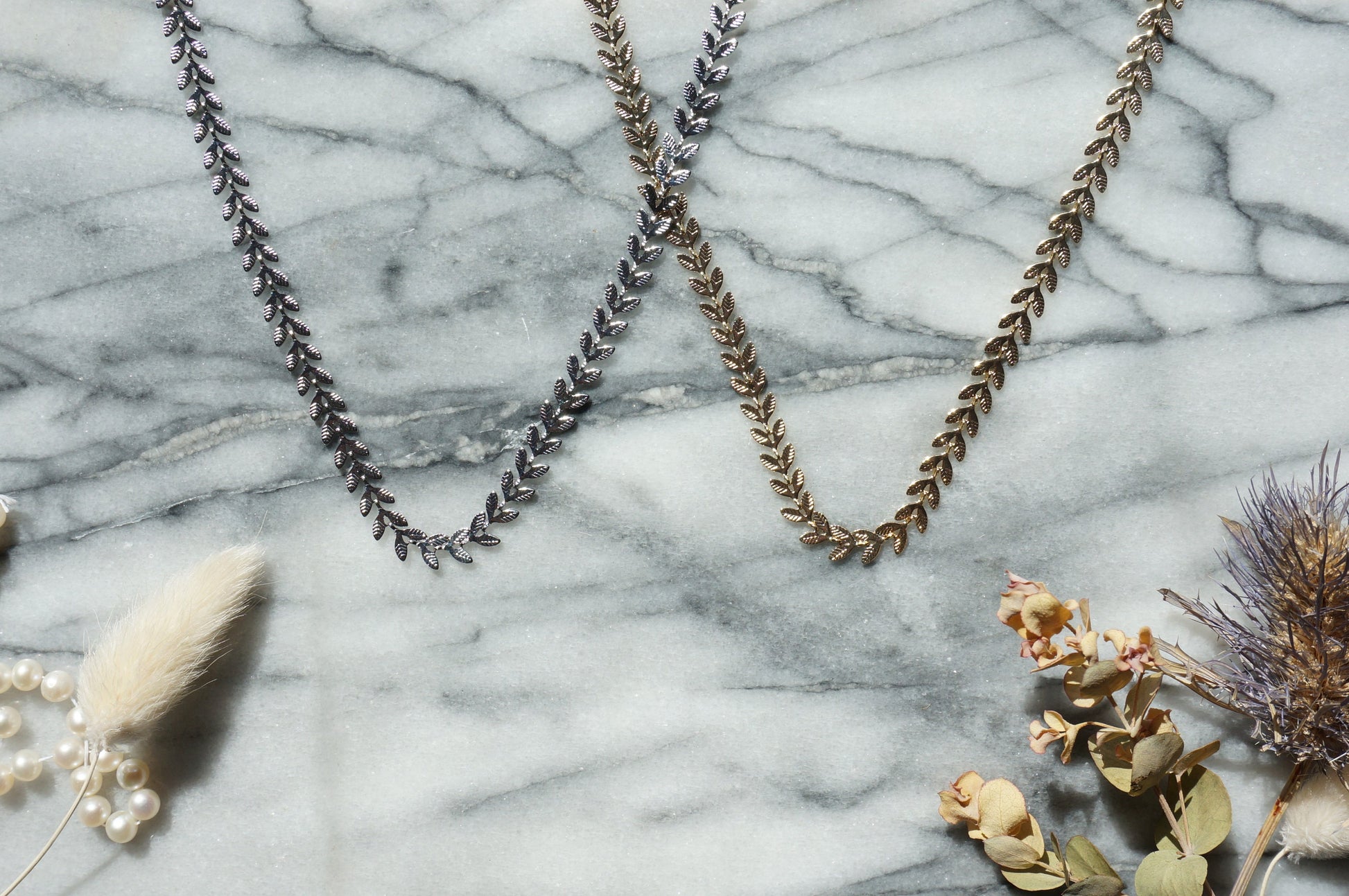 Gold / Silver Leaf Chain Necklace / Gold Silver Choker / Leaf Necklace