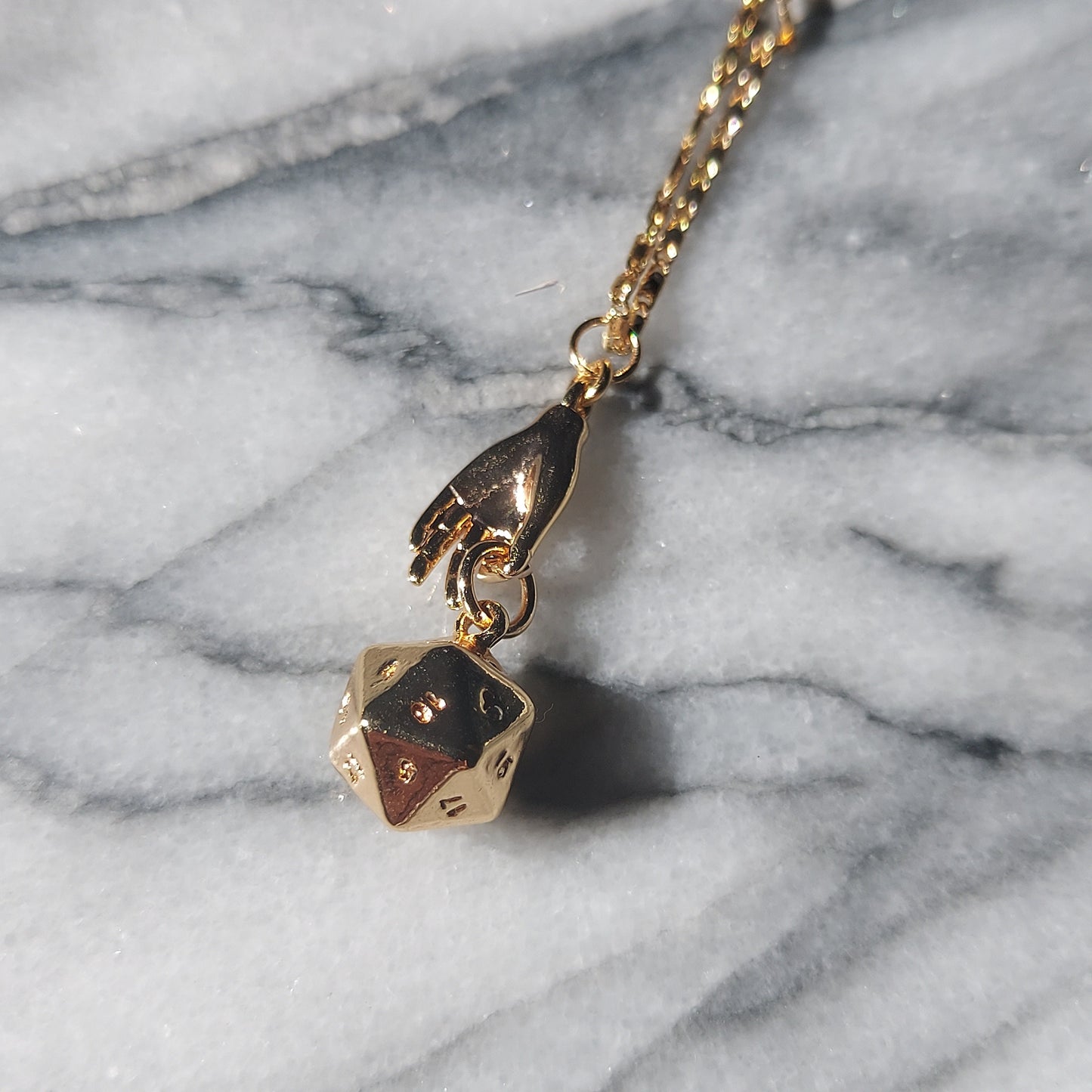 JOURNEY - Gold / Silver Dungeons and Dragons D20 Die / Dice Necklace