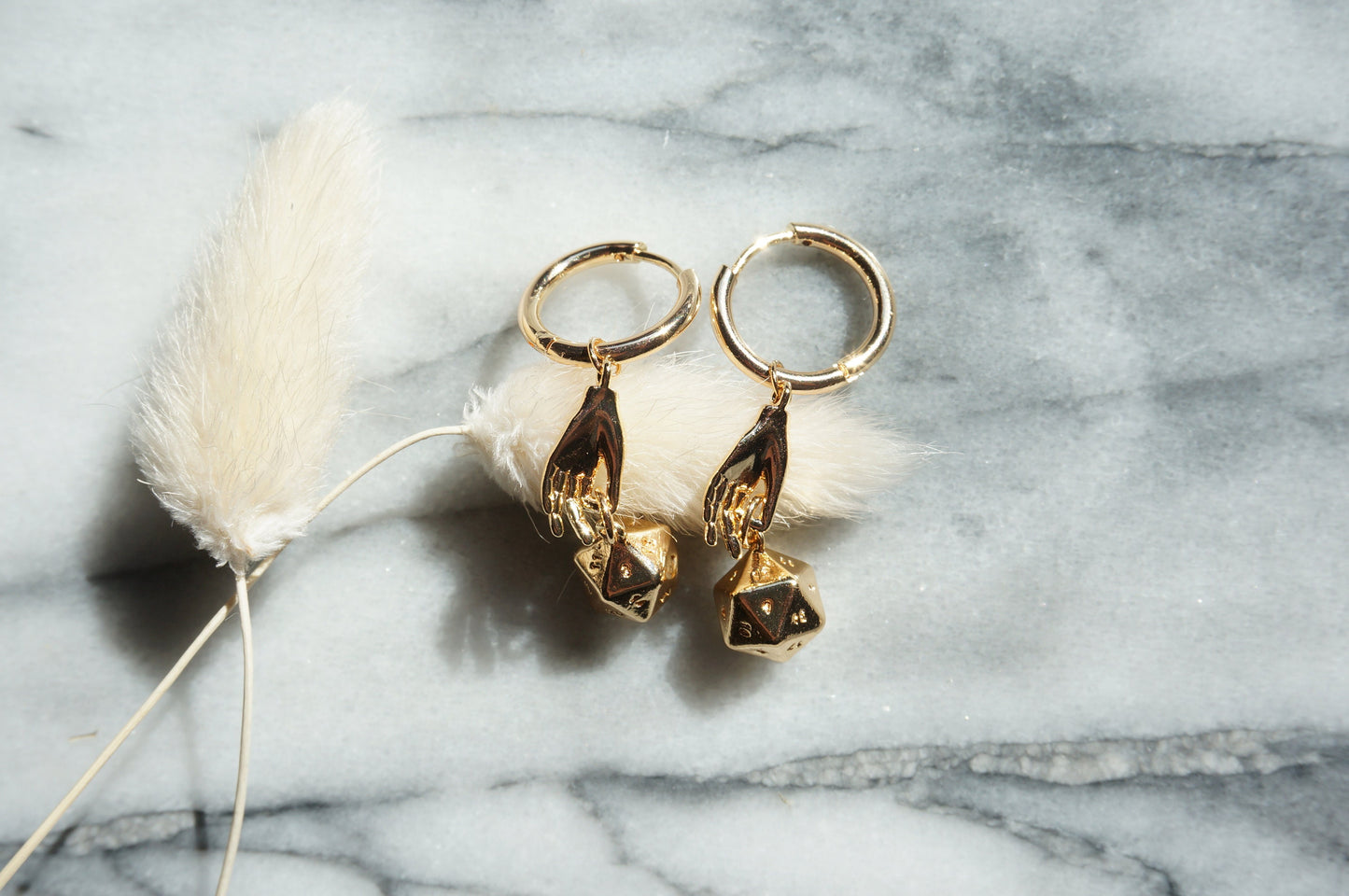 JOURNEY - Gold / Silver Dungeons and Dragons D20 Dice Earrings / Huggies