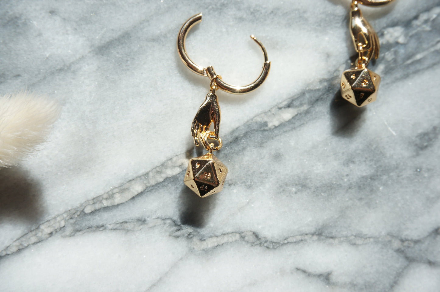 JOURNEY - Gold / Silver Dungeons and Dragons D20 Dice Earrings / Huggies