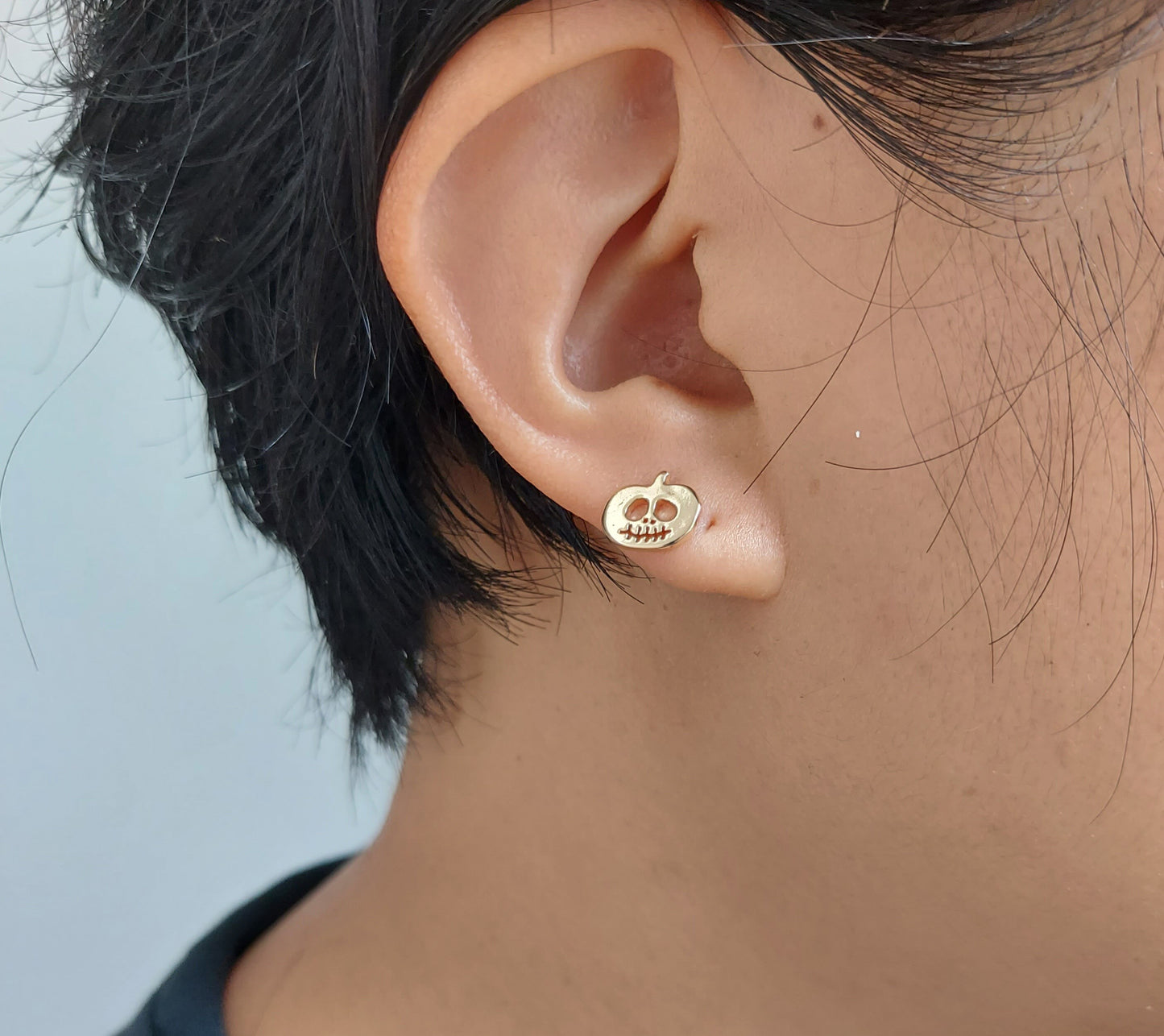 JACK Gold Pumpkin Studs / Halloween Earrings / Jack o'Lantern Earrings