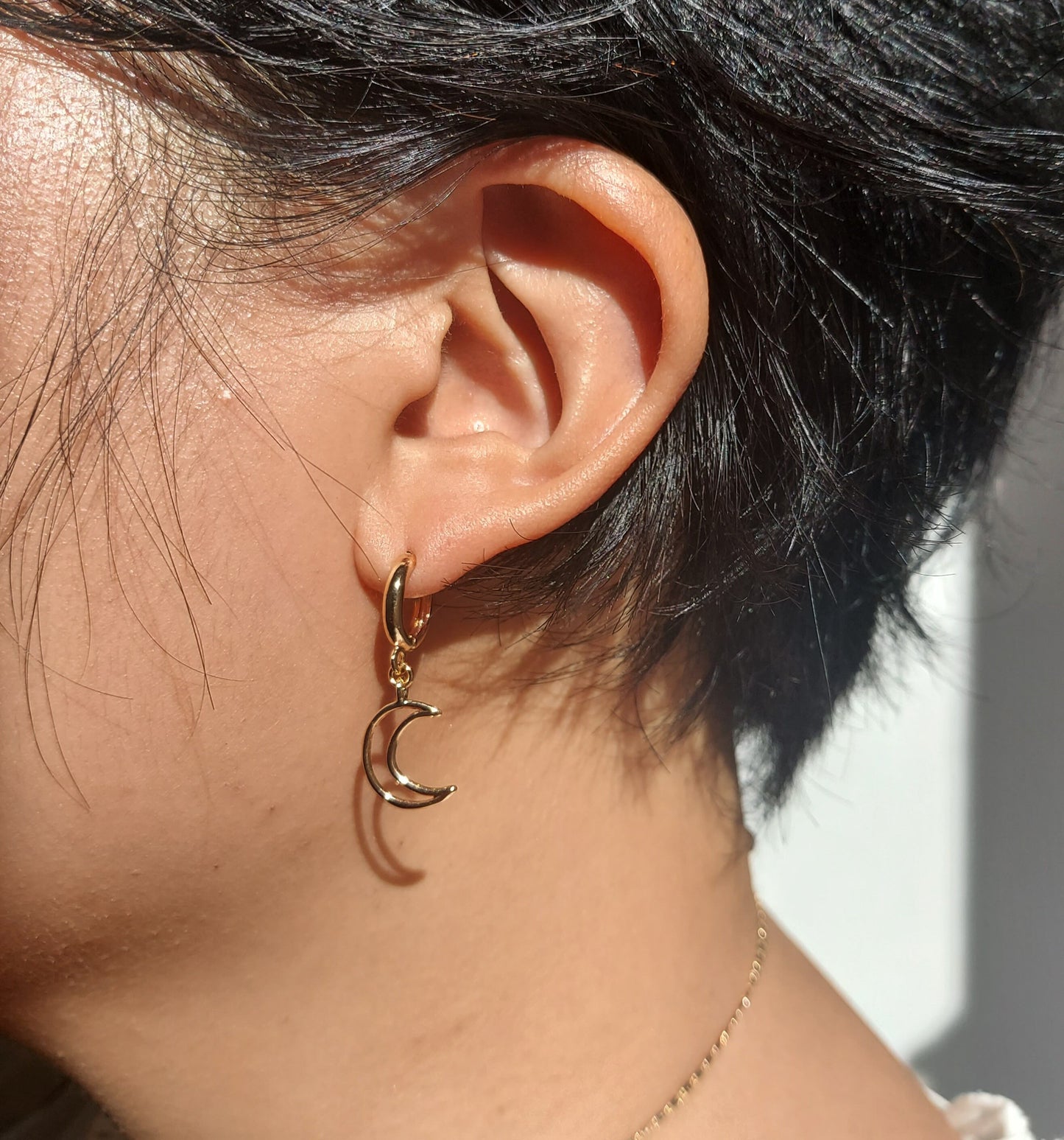 AMARIS Gold Sun, Moon and Star Huggie Earring Set / Gold Hoops