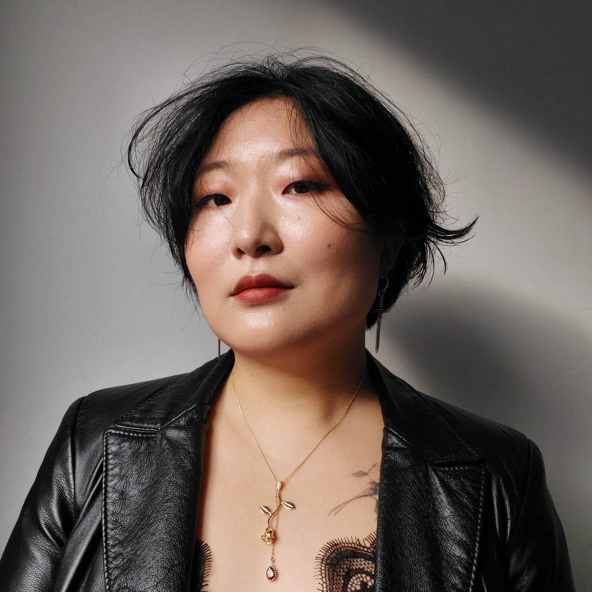 EMILY Gold / Silver Rose and Blood drop Necklace