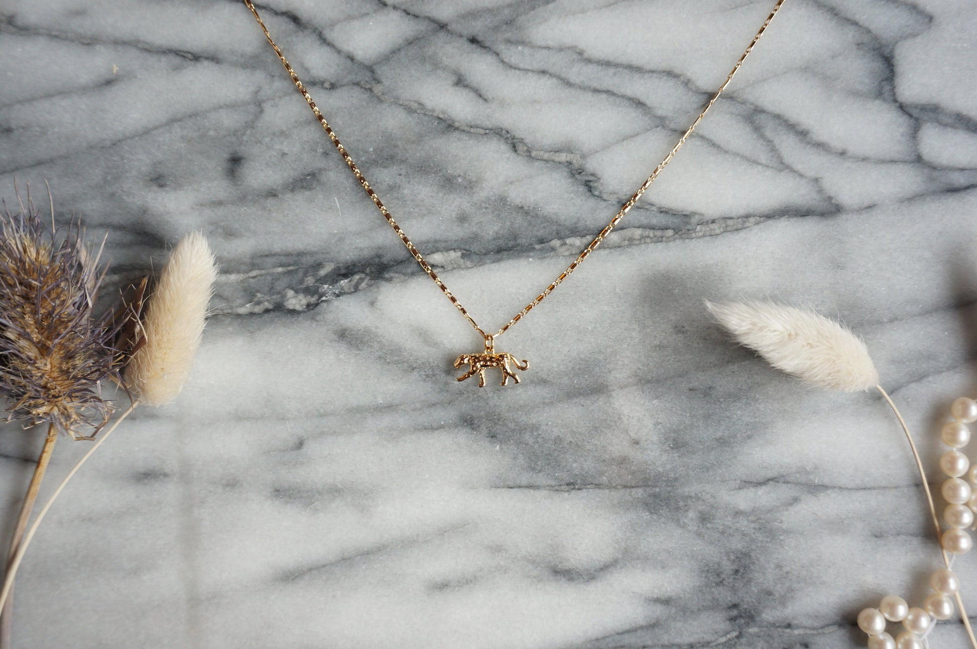 CHEETAH Dainty Gold Necklace with Cheetah / Leopard Charm