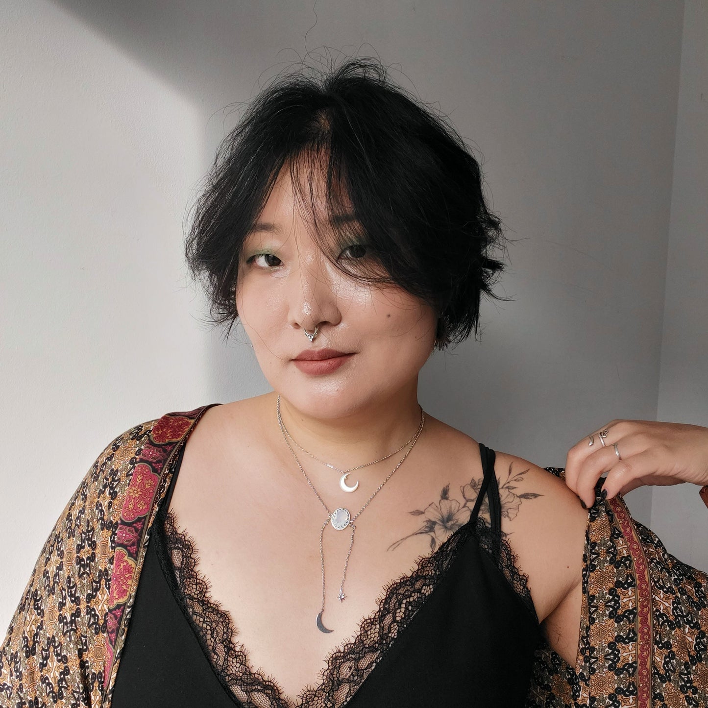 ISHTAR Moonstone, Moon and Star Necklace in Gold / Silver