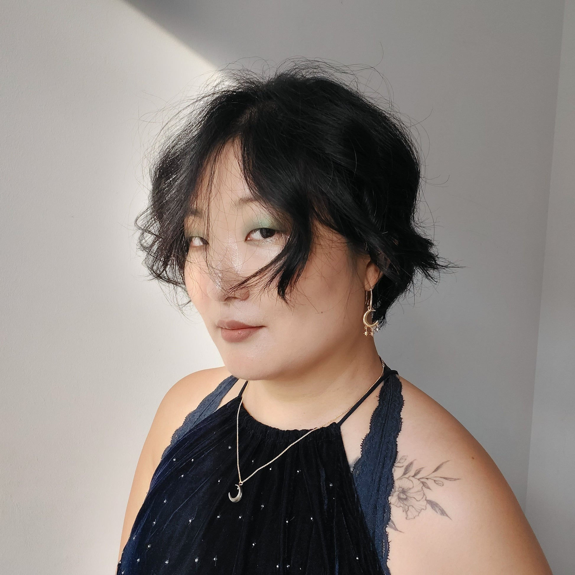 Moon and 3 Star Gold Earrings / Celestial Earrings