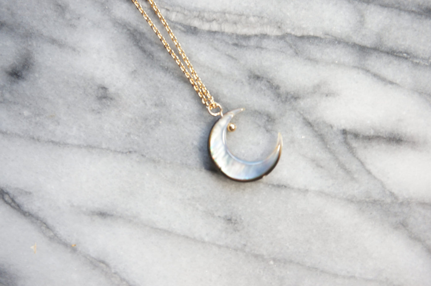 Silver and Gold Pearlescent Moon Necklace