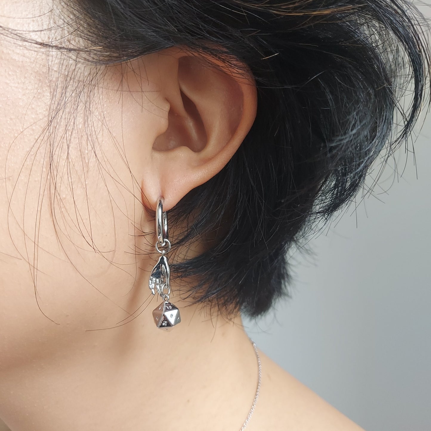 JOURNEY - Gold / Silver Dungeons and Dragons D20 Dice Earrings / Huggies