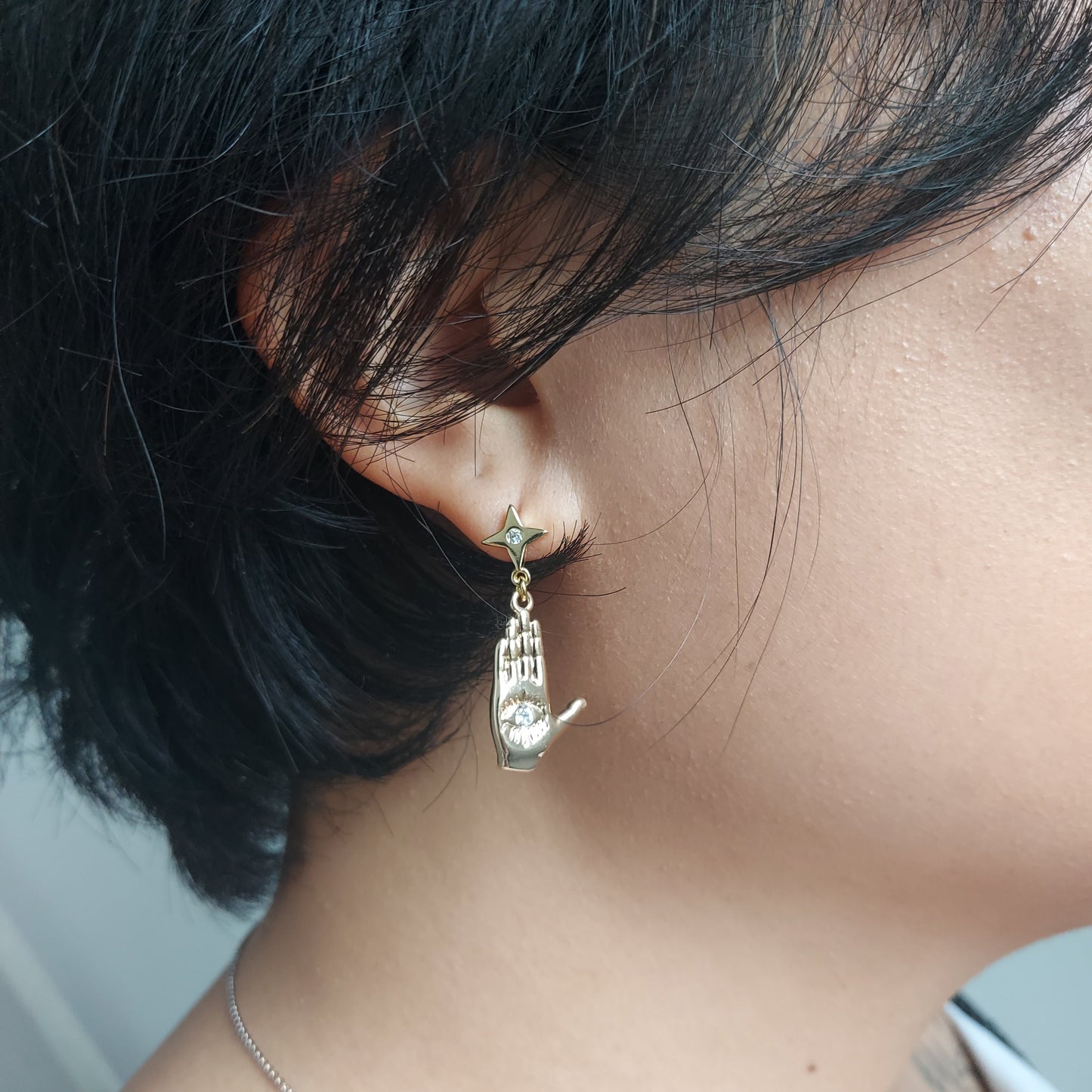 Evil Eye / Tarot Hand Gold Earrings