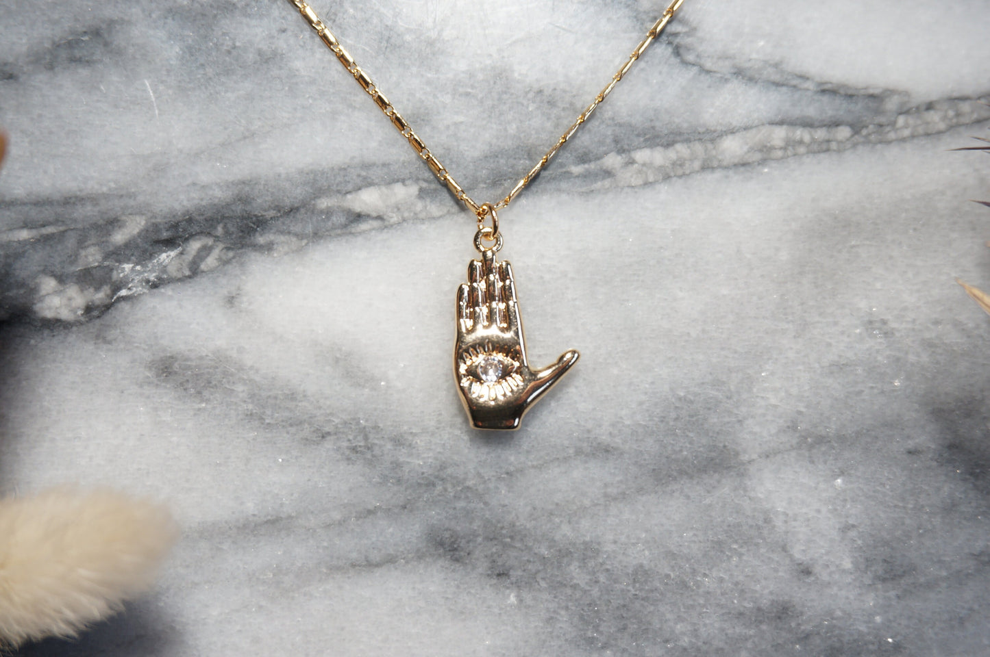 Evil Eye / Tarot Hand Gold Necklace