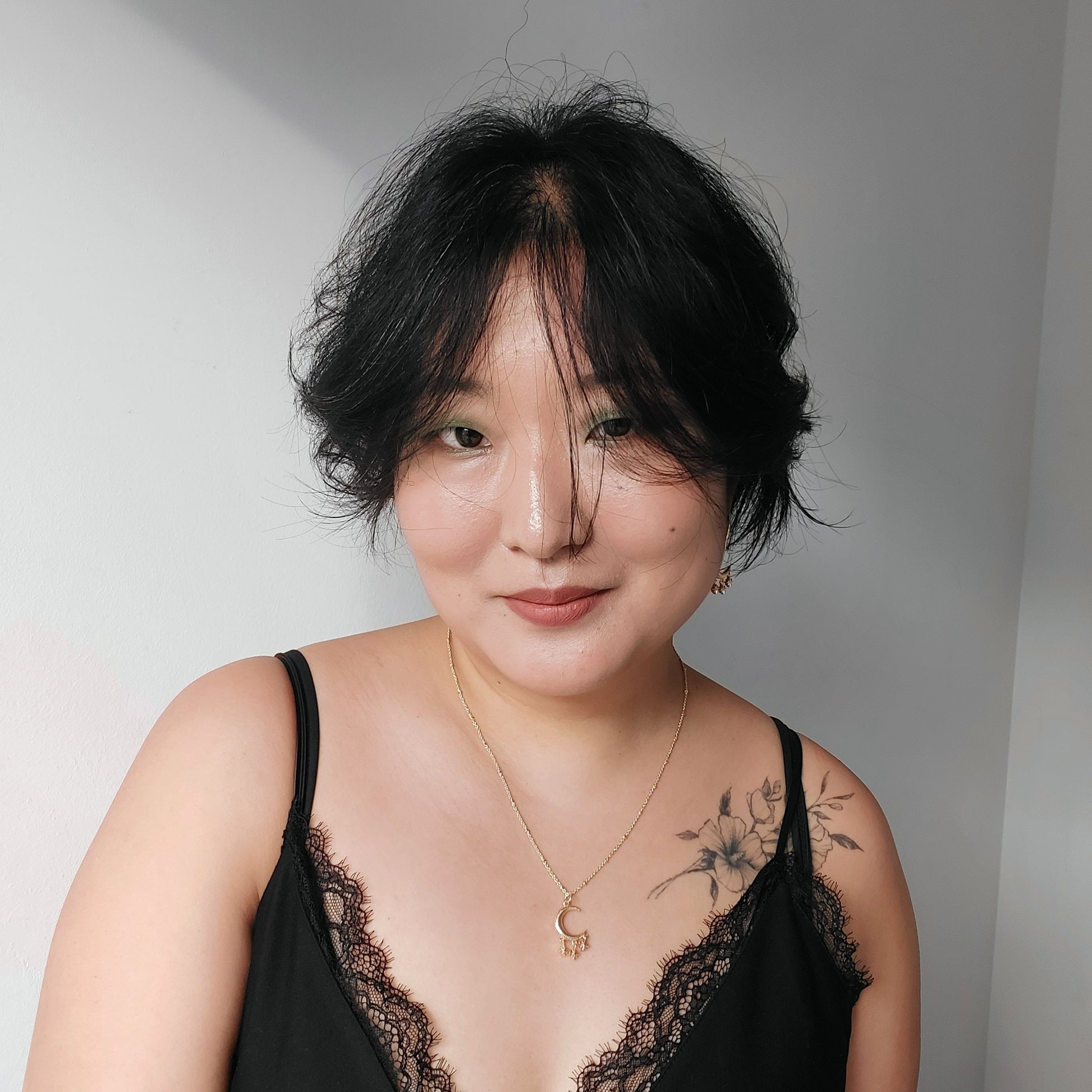 Moon and 3 Star Gold Necklace / Celestial Necklace