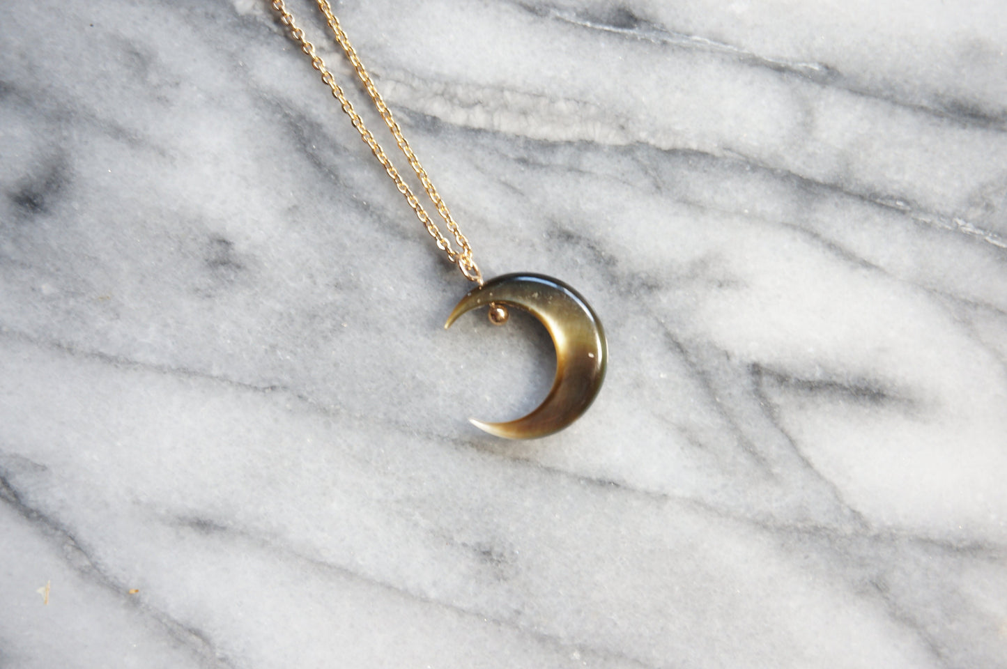 Silver and Gold Pearlescent Moon Necklace
