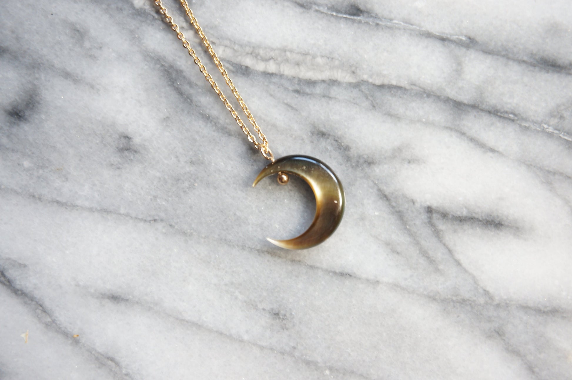 Silver and Gold Pearlescent Moon Necklace