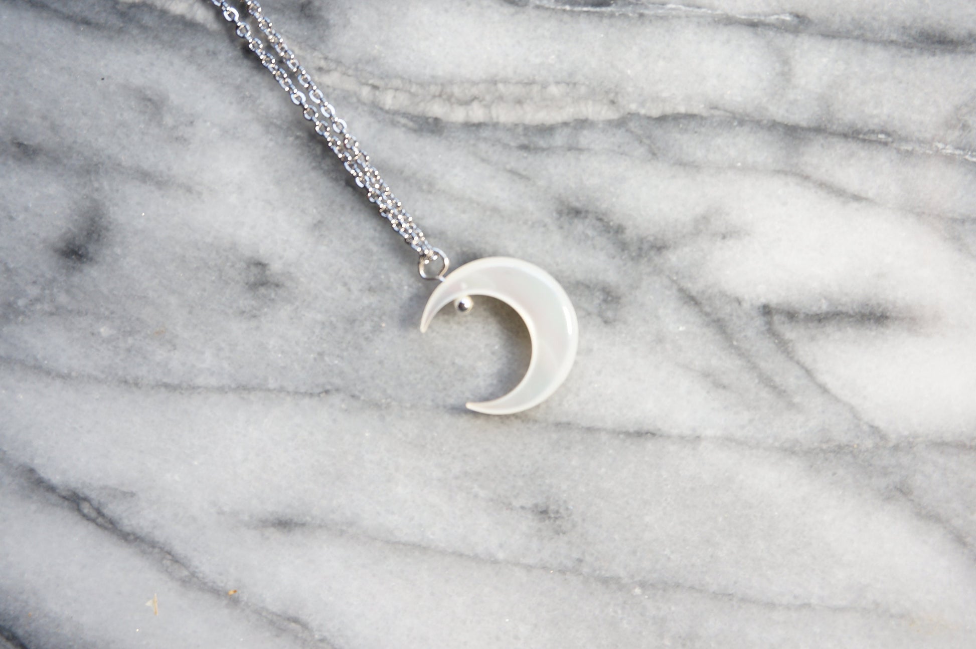 Silver and Gold Pearlescent Moon Necklace