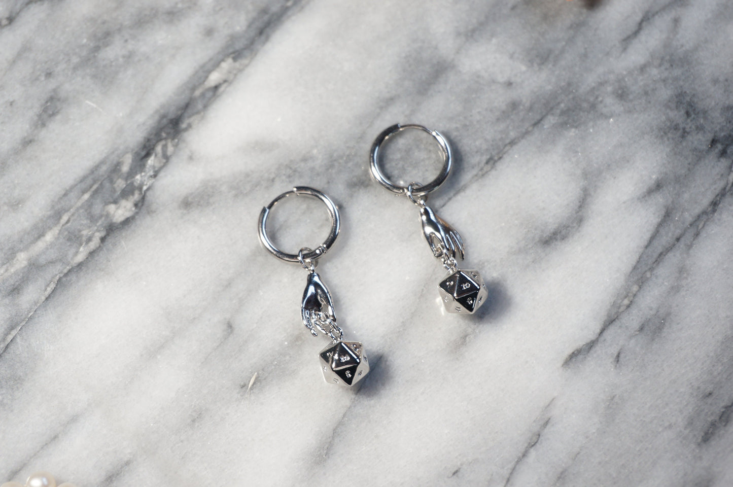 JOURNEY - Gold / Silver Dungeons and Dragons D20 Dice Earrings / Huggies