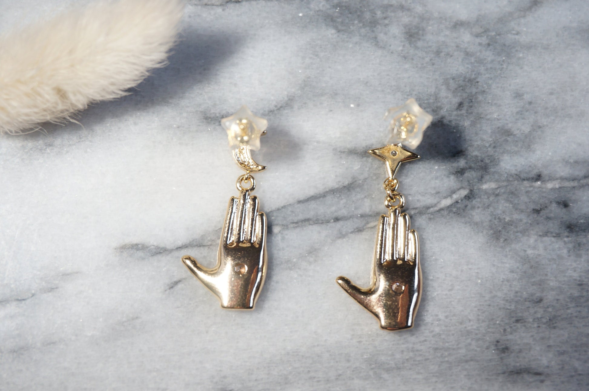 Evil Eye / Tarot Hand Gold Earrings