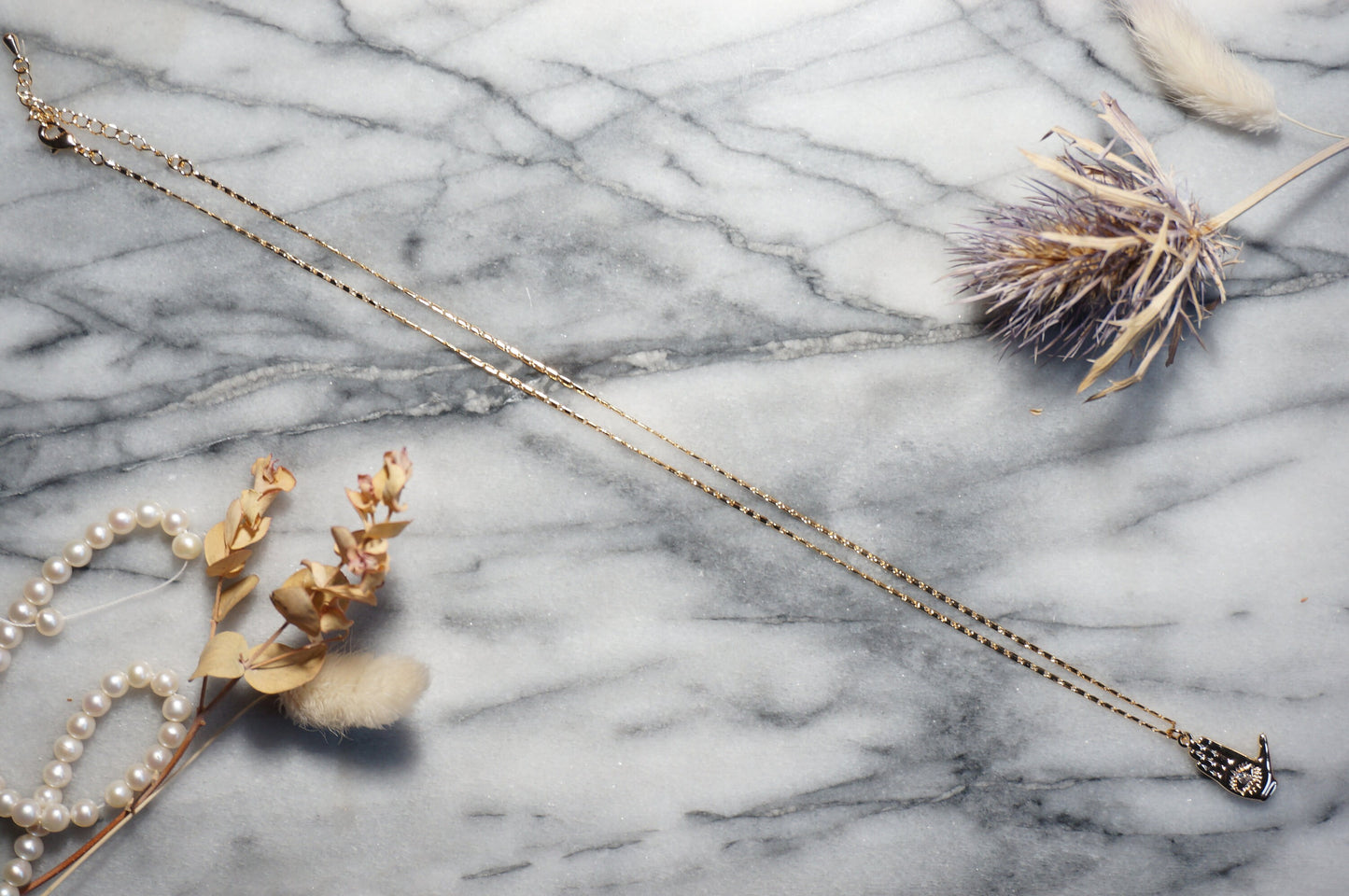 Evil Eye / Tarot Hand Gold Necklace