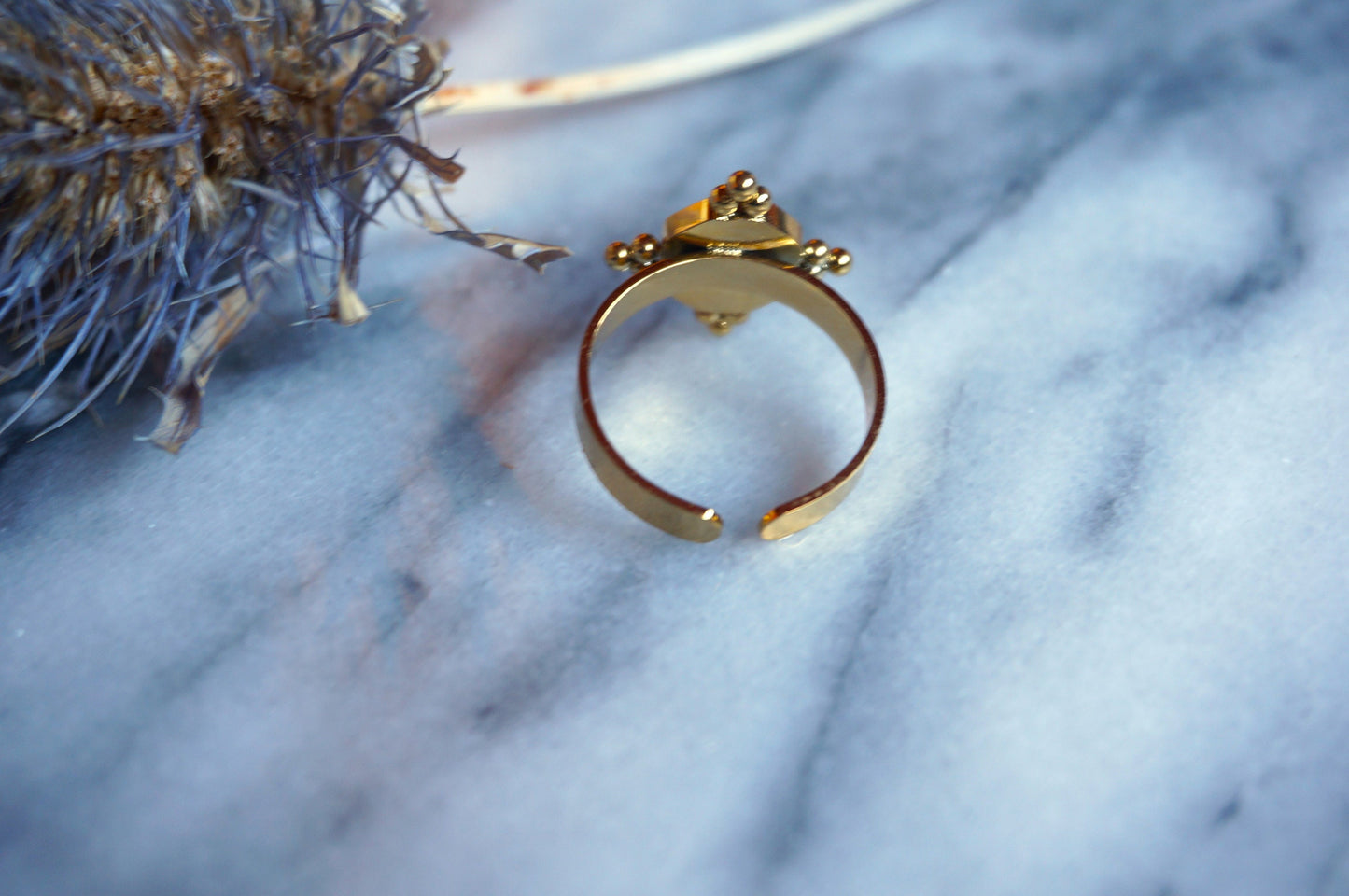 Gold and Green Enamel Adjustable Ring