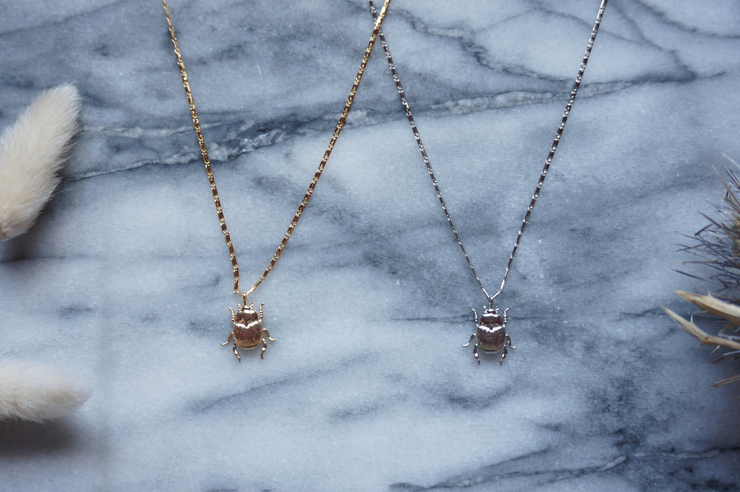 SCARAB Dainty Gold / Silver Beetle Necklace / Egyptian Style Necklace