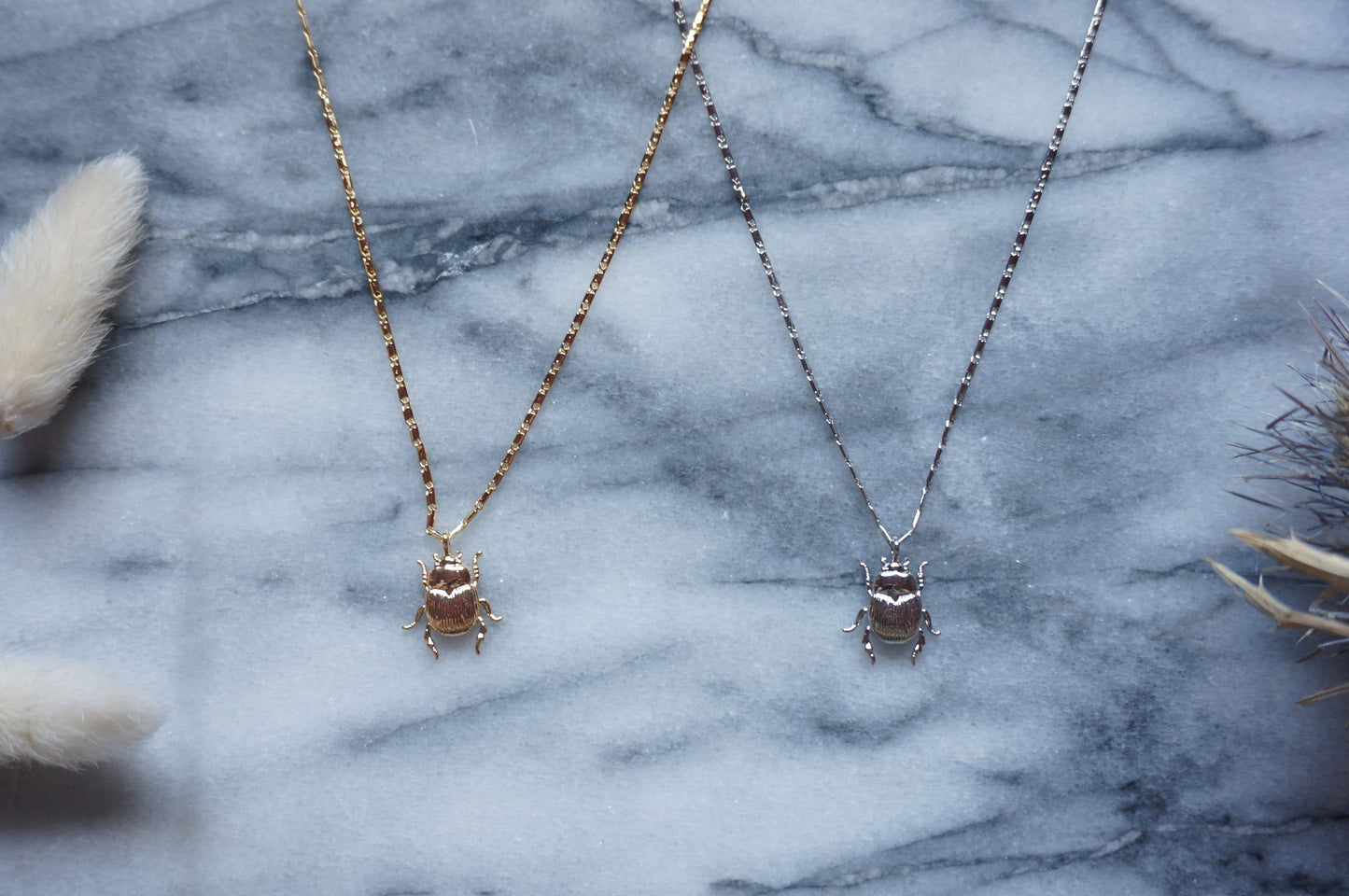 SCARAB Dainty Gold / Silver Beetle Necklace / Egyptian Style Necklace