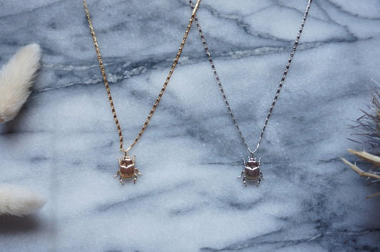 SCARAB Dainty Gold / Silver Beetle Necklace / Egyptian Style Necklace