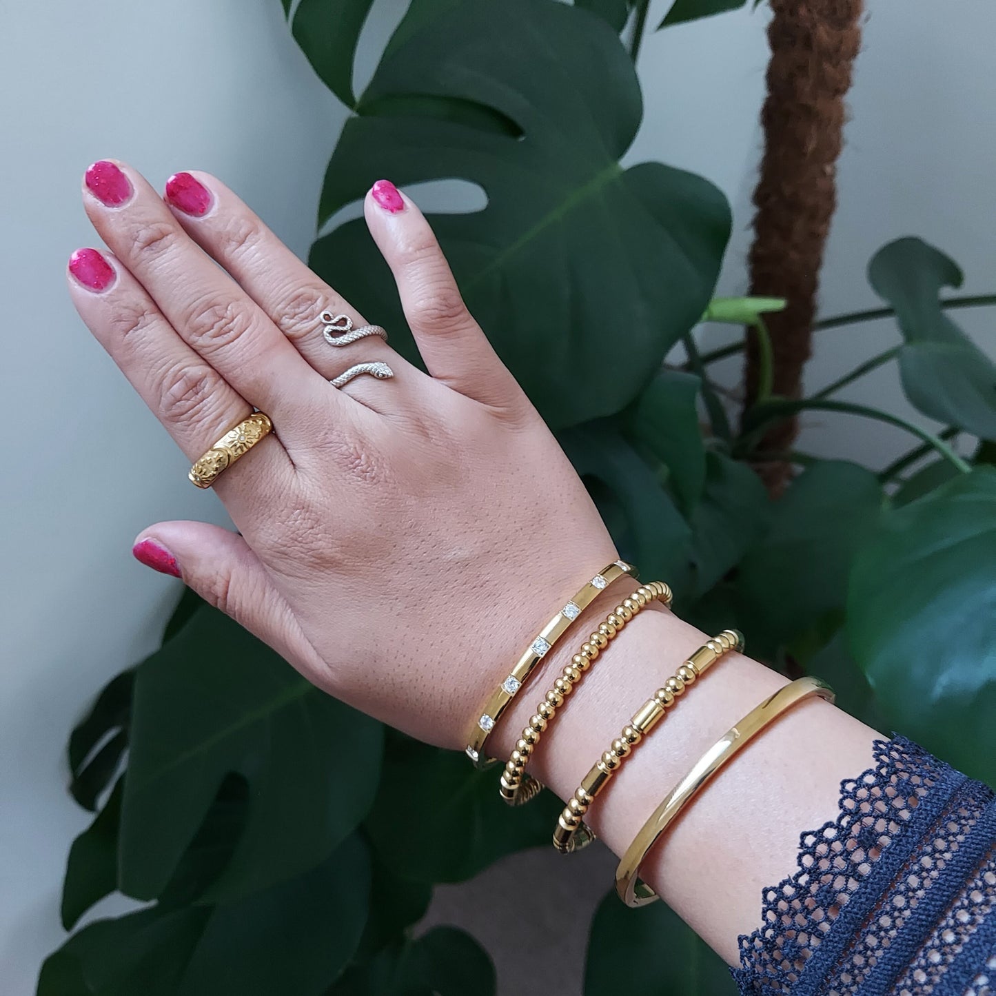 Gold Celestial Engraved Ring / Stars, Moon and Sun Ring