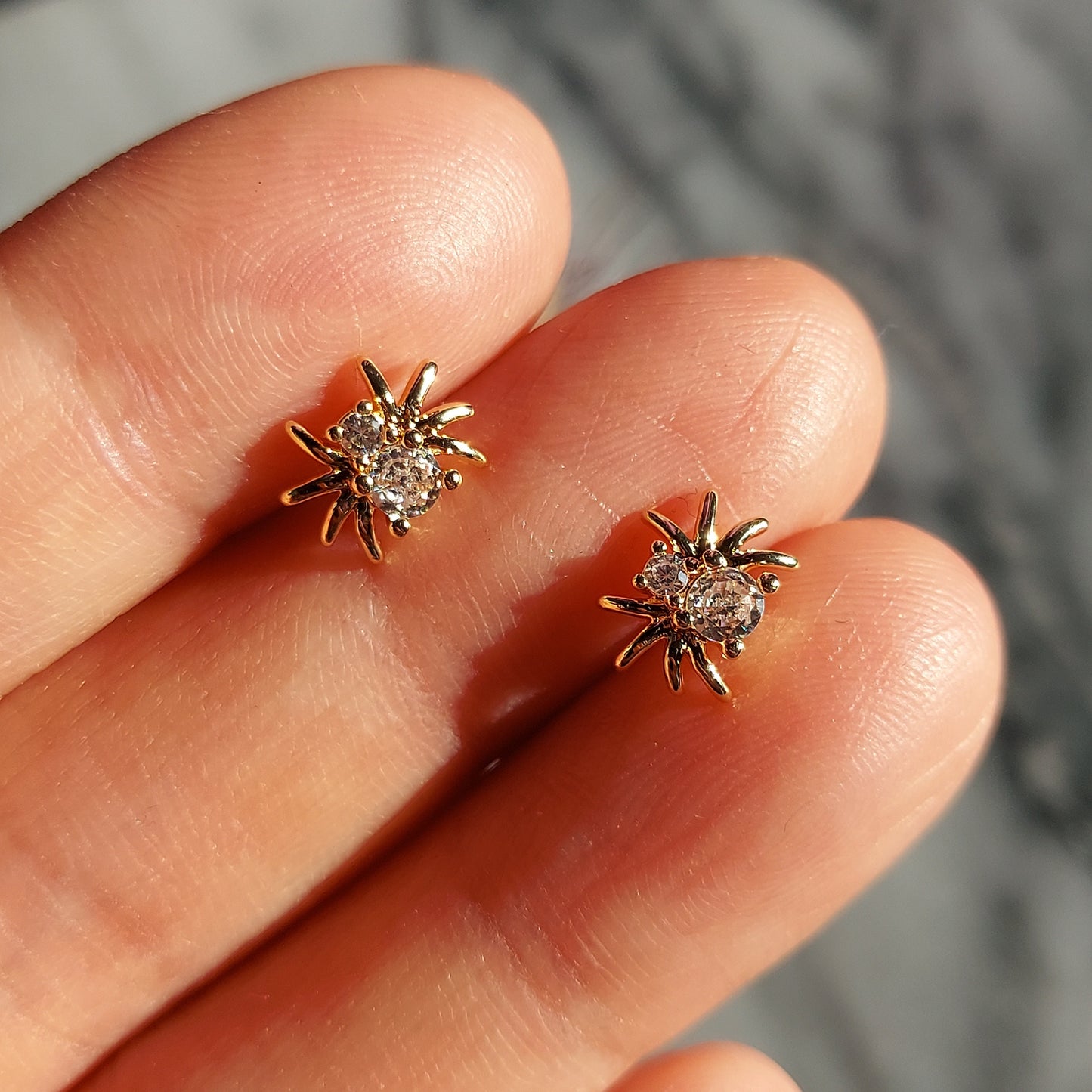 ARAGOG Tiny Spider Stud Earrings / Gold Spider Studs