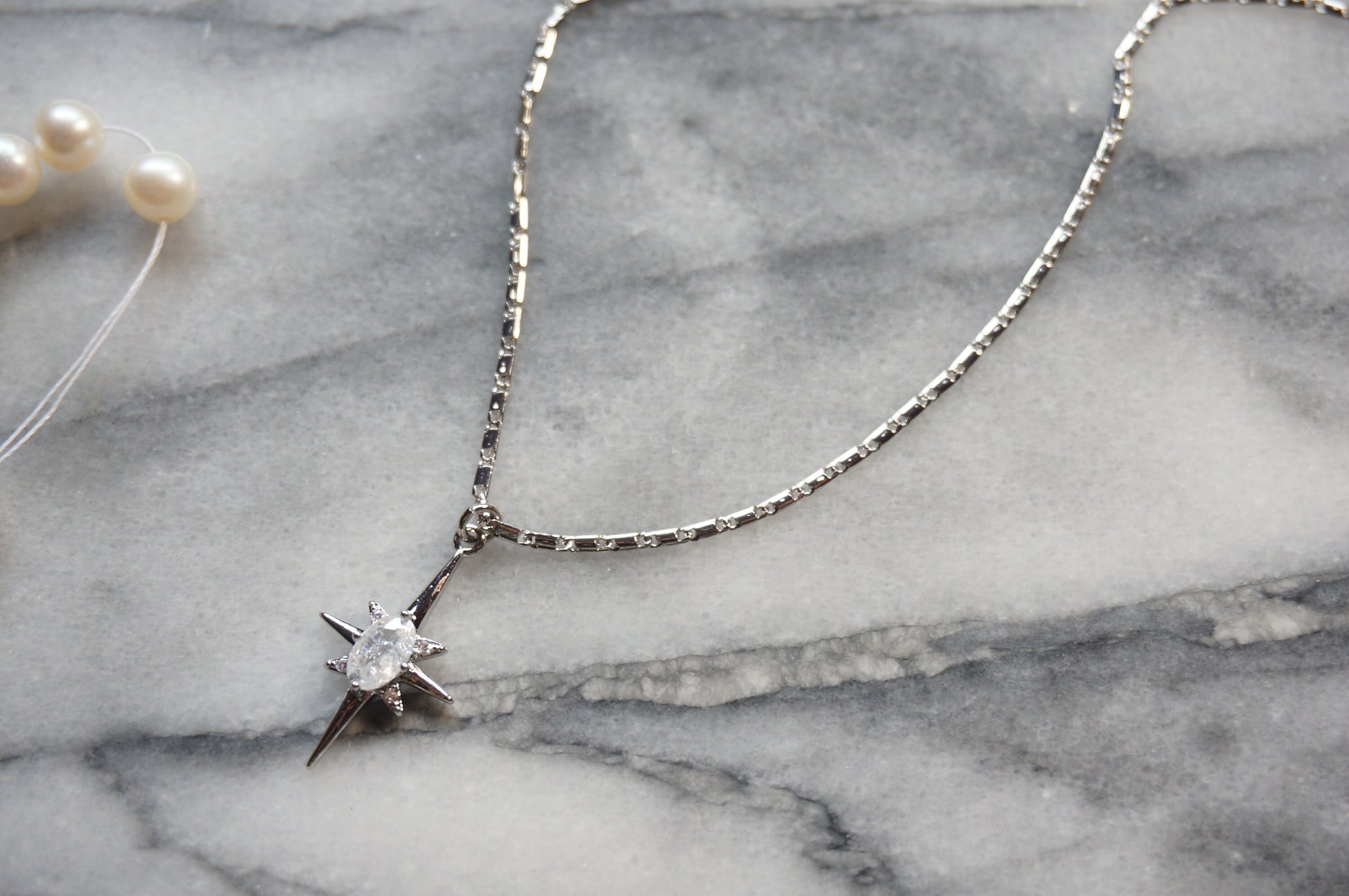 SELESTE Silver Celestial Moonstone Style Necklace