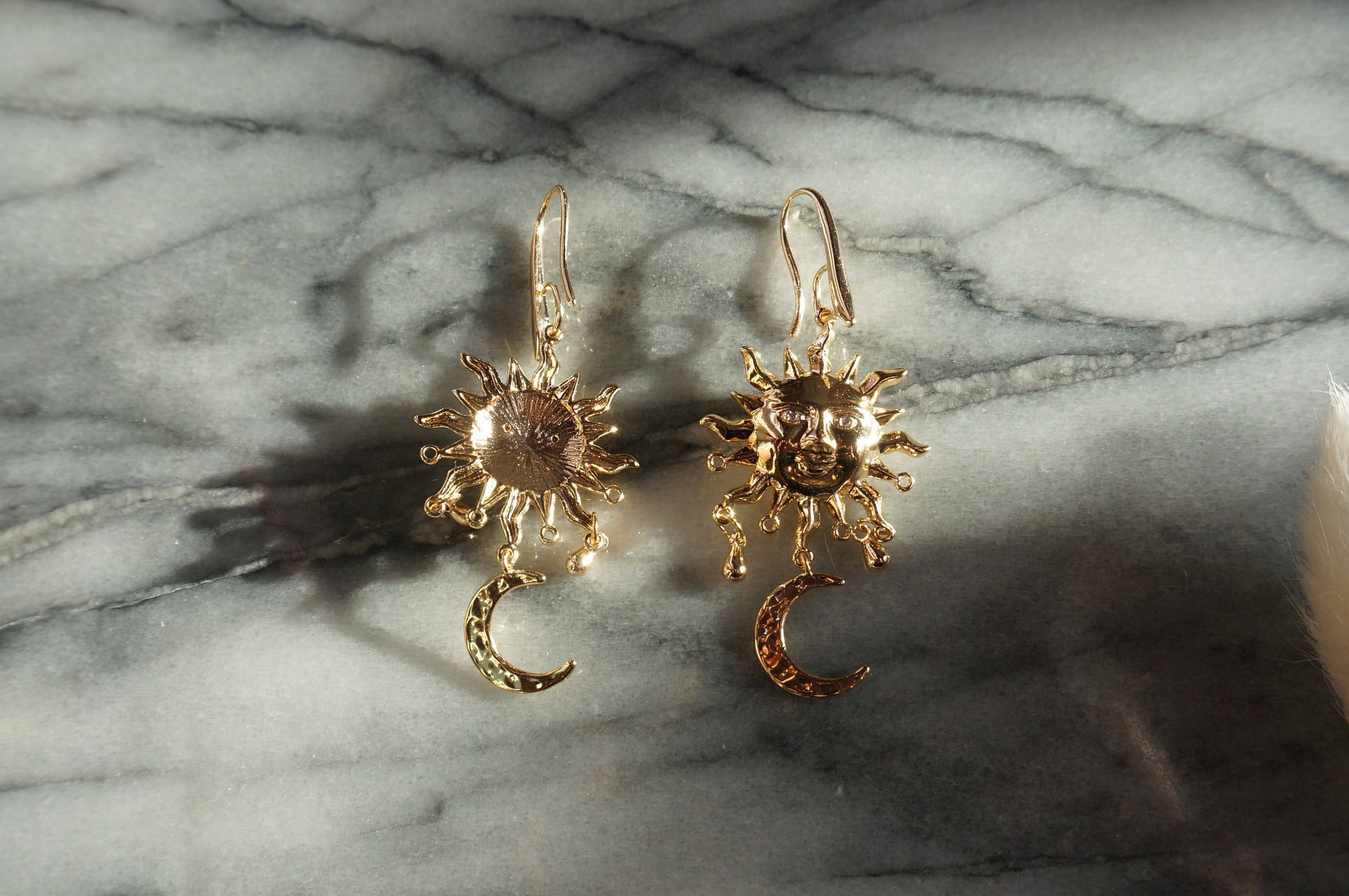 SUNNIVA Gold Sun and Moon Earrings