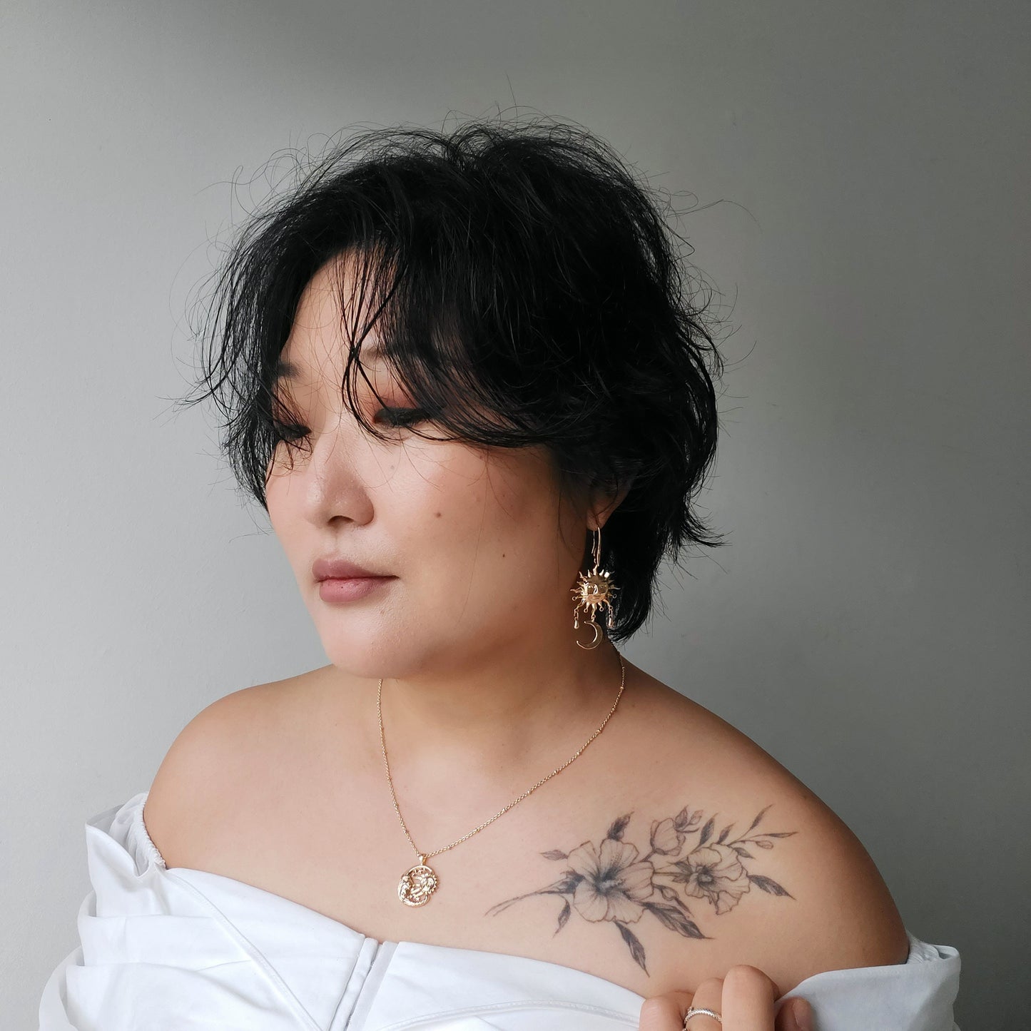 SUNNIVA Gold Sun and Moon Earrings