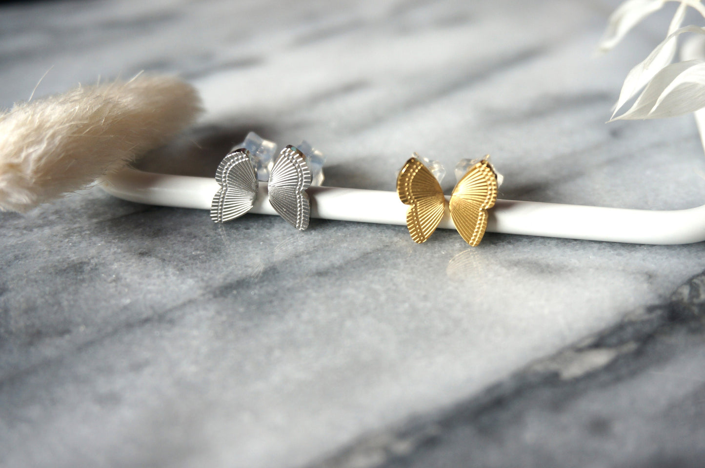 PAPILLON Butterfly Wing Studs in Silver / Gold