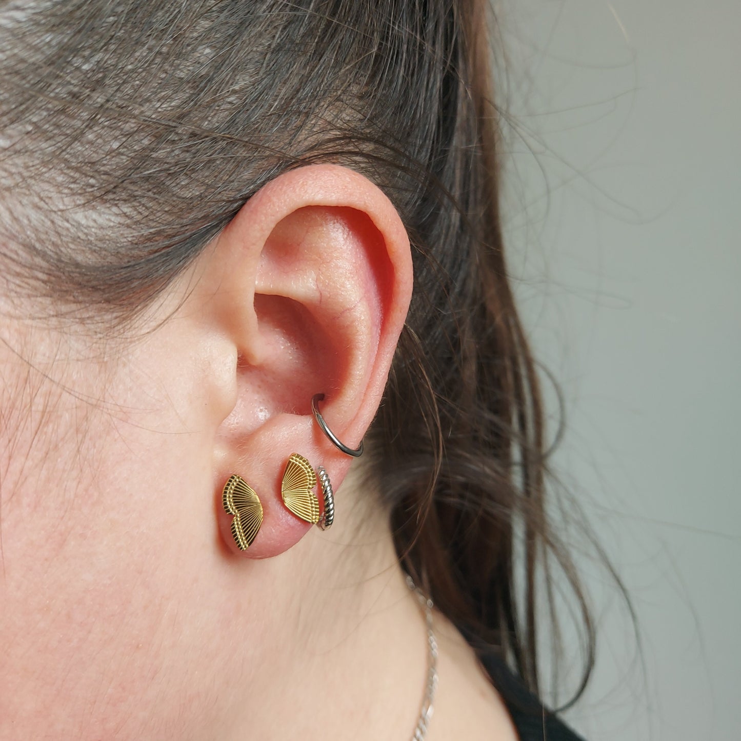 PAPILLON Butterfly Wing Studs in Silver / Gold