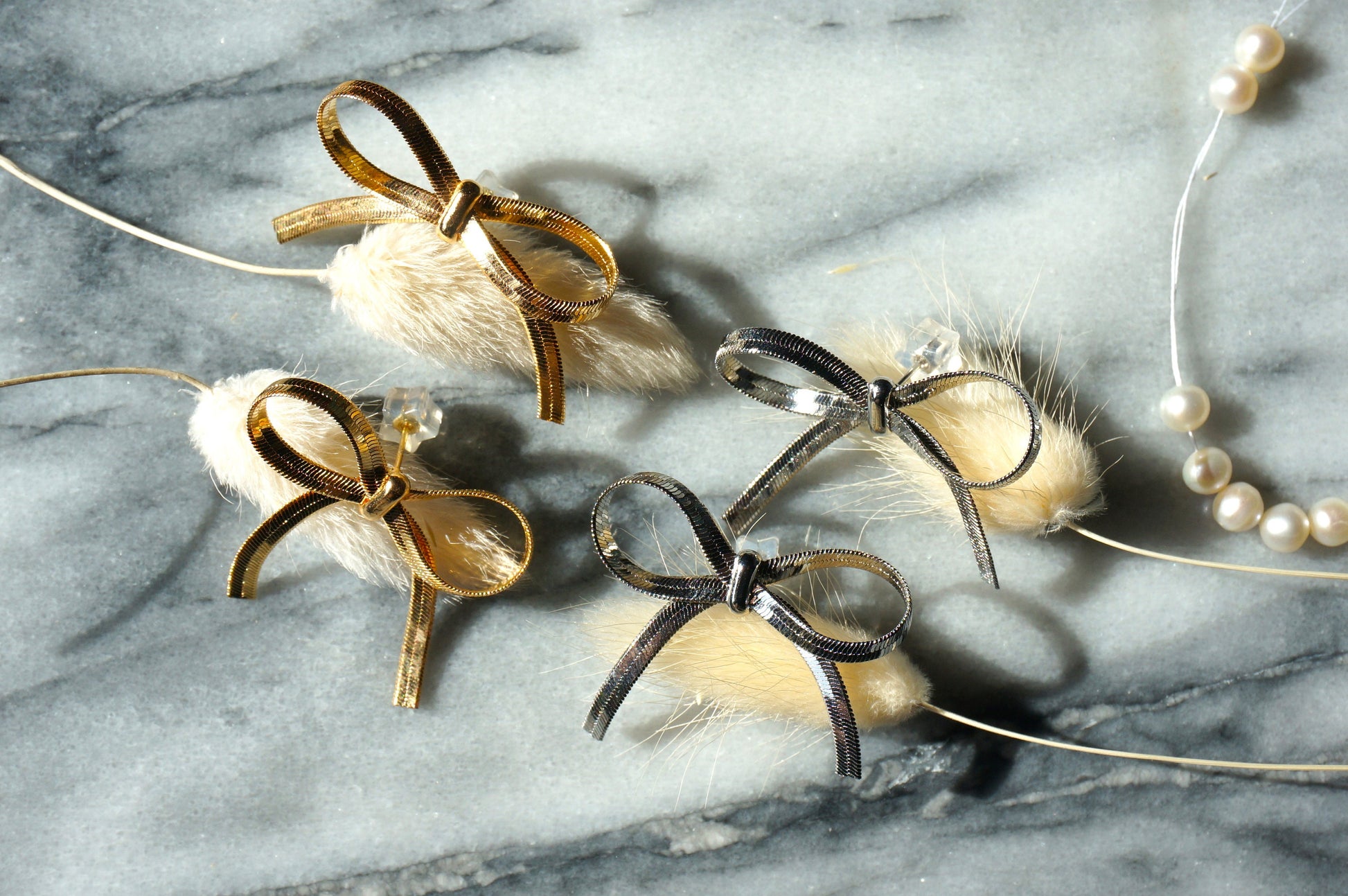 BOW - Gold / Silver Bow Stud Earrings