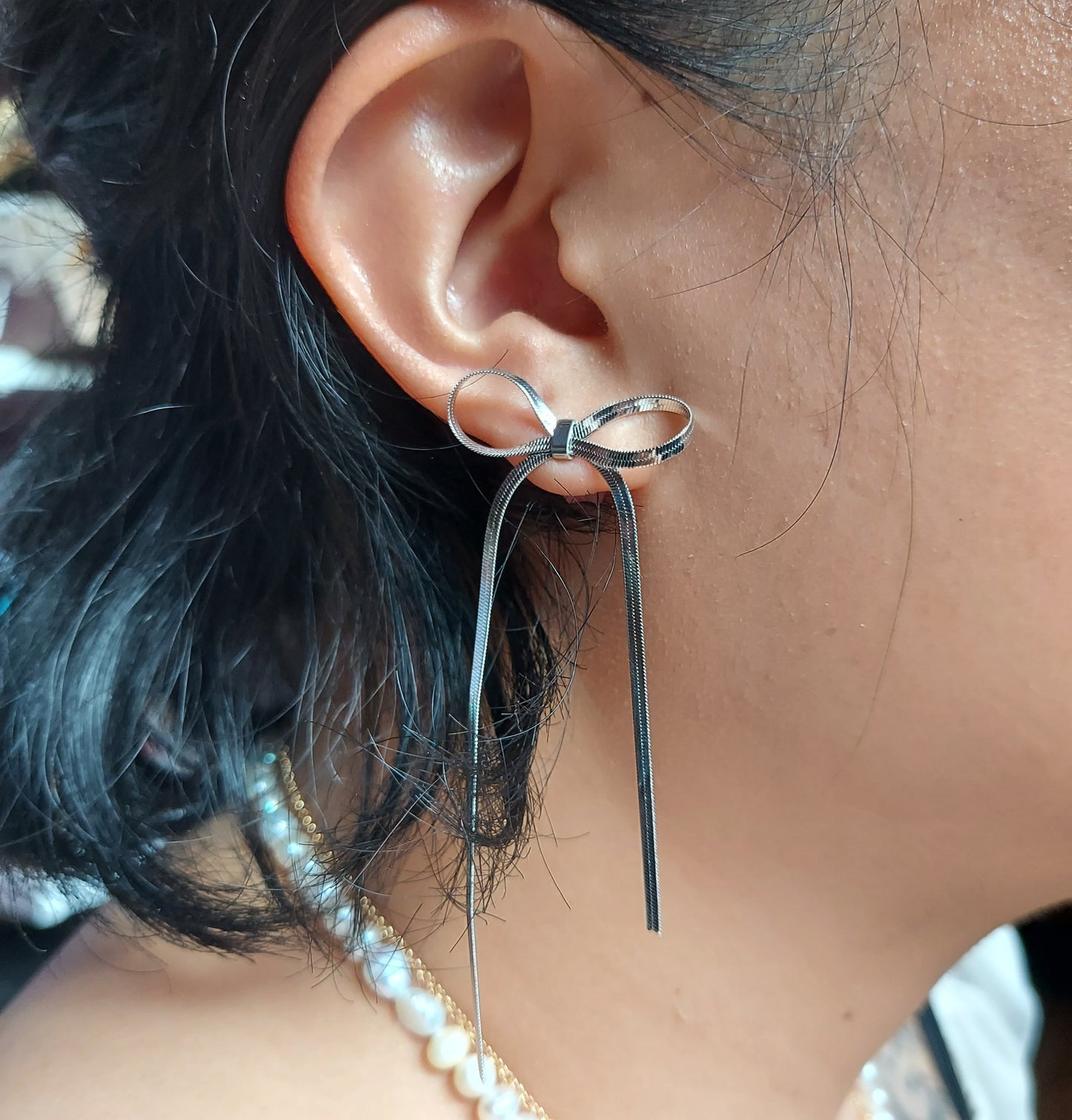BOW - Gold / Silver Bow Stud Earrings