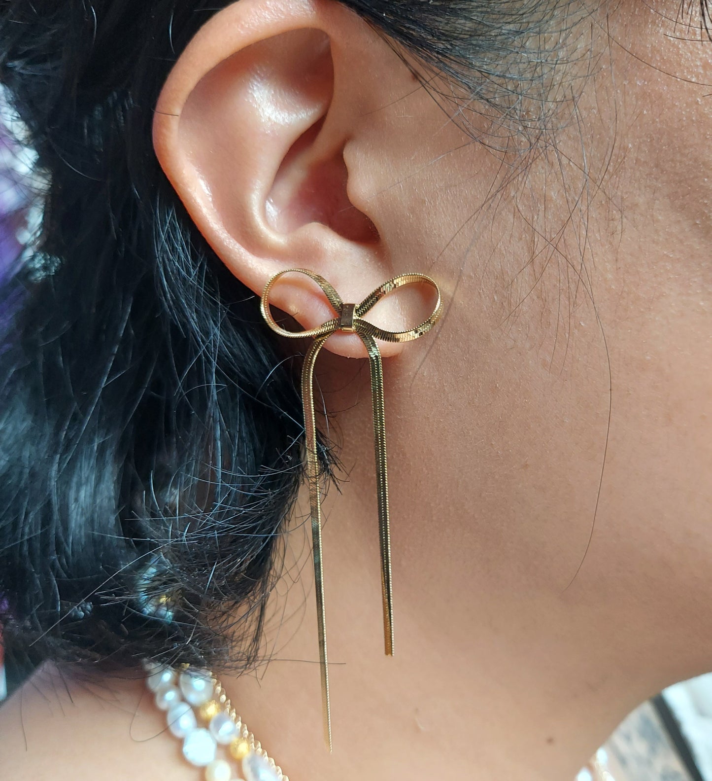 BOW - Gold / Silver Bow Stud Earrings